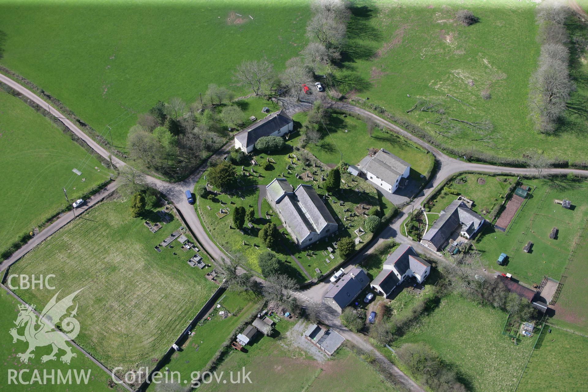 RCAHMW colour oblique photograph of Saints Simono and Jude's Church, Llanddeusant. Taken by Toby Driver on 08/04/2011.