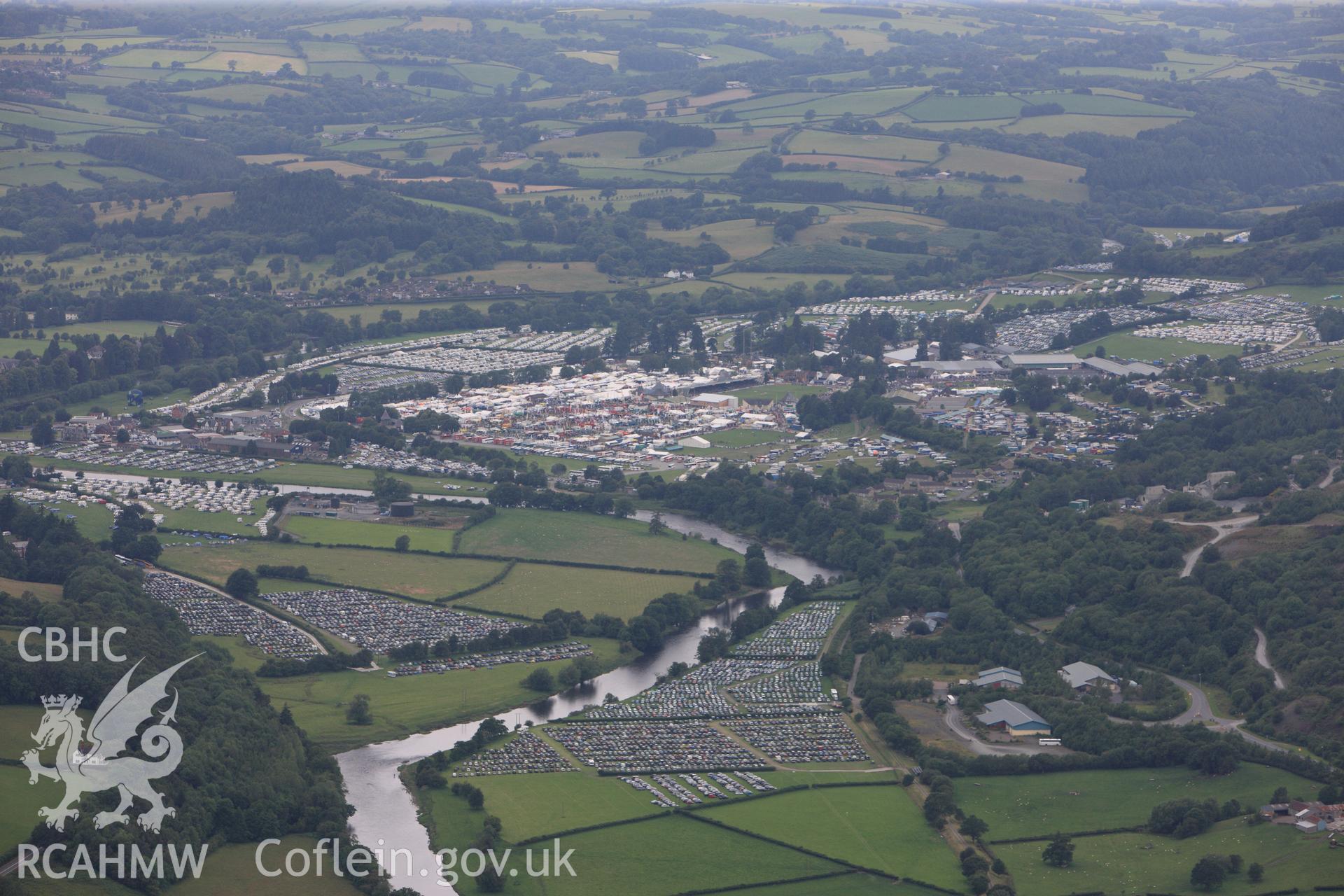 RCAHMW colour oblique photograph of Royal Welsh Show, 2011. Taken by Toby Driver on 20/07/2011.