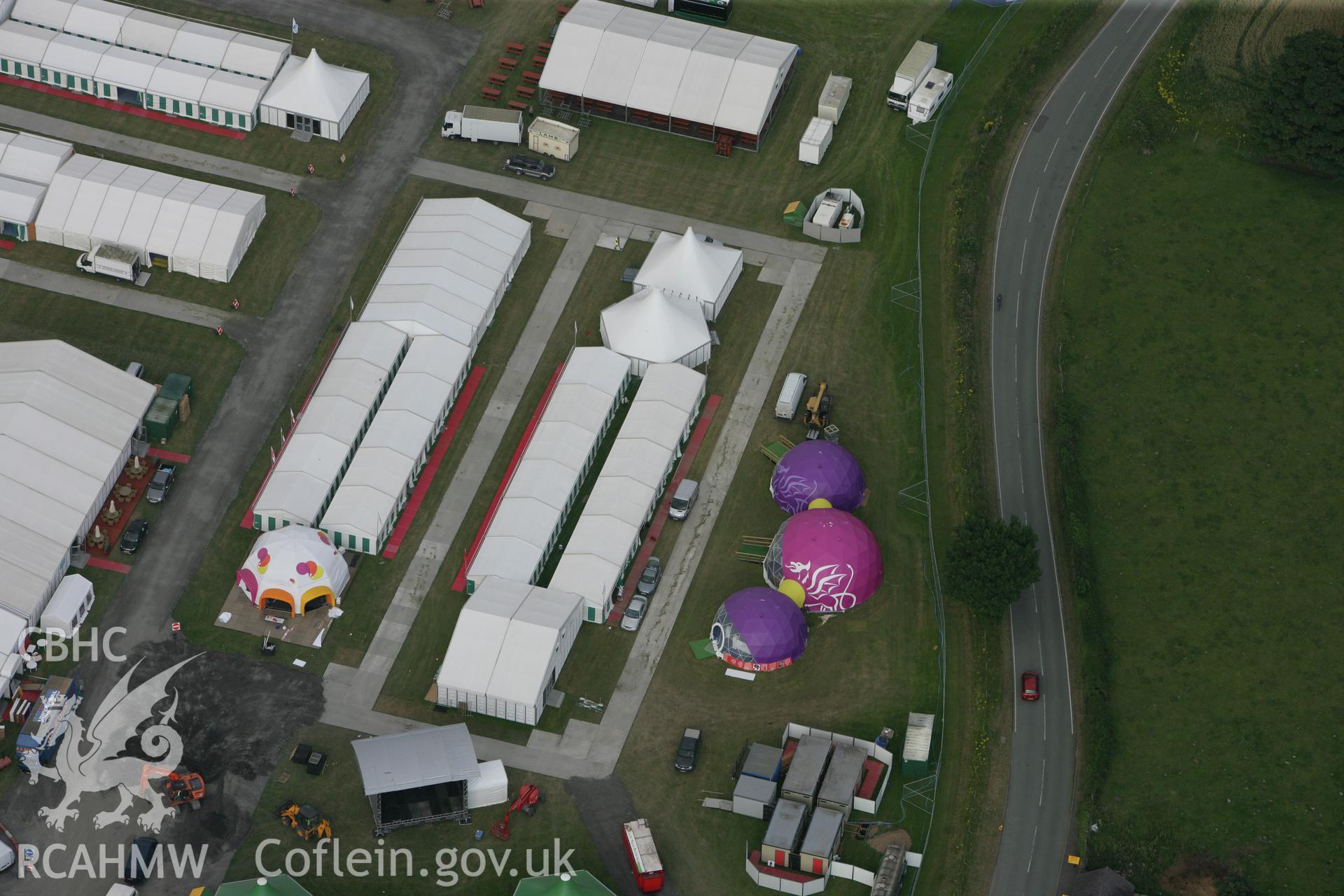 RCAHMW colour oblique photograph of The National Eisteddfod, 2011. Taken by Toby Driver and Oliver Davies on 27/07/2011.