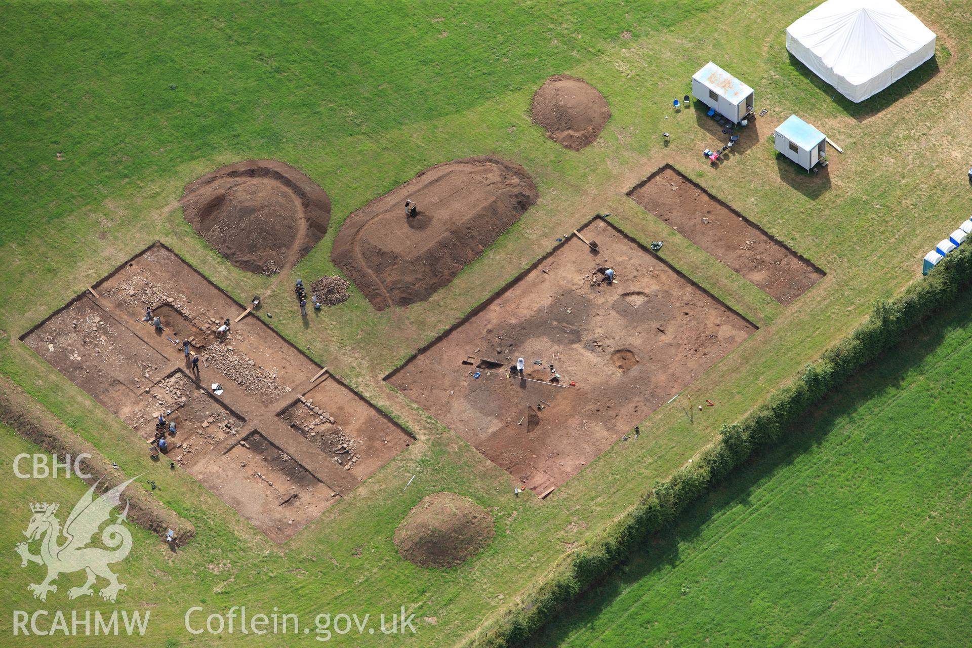 RCAHMW colour oblique photograph of Tai Cochion Roman settlement, excavations by GAT. Taken by Toby Driver on 20/07/2011.