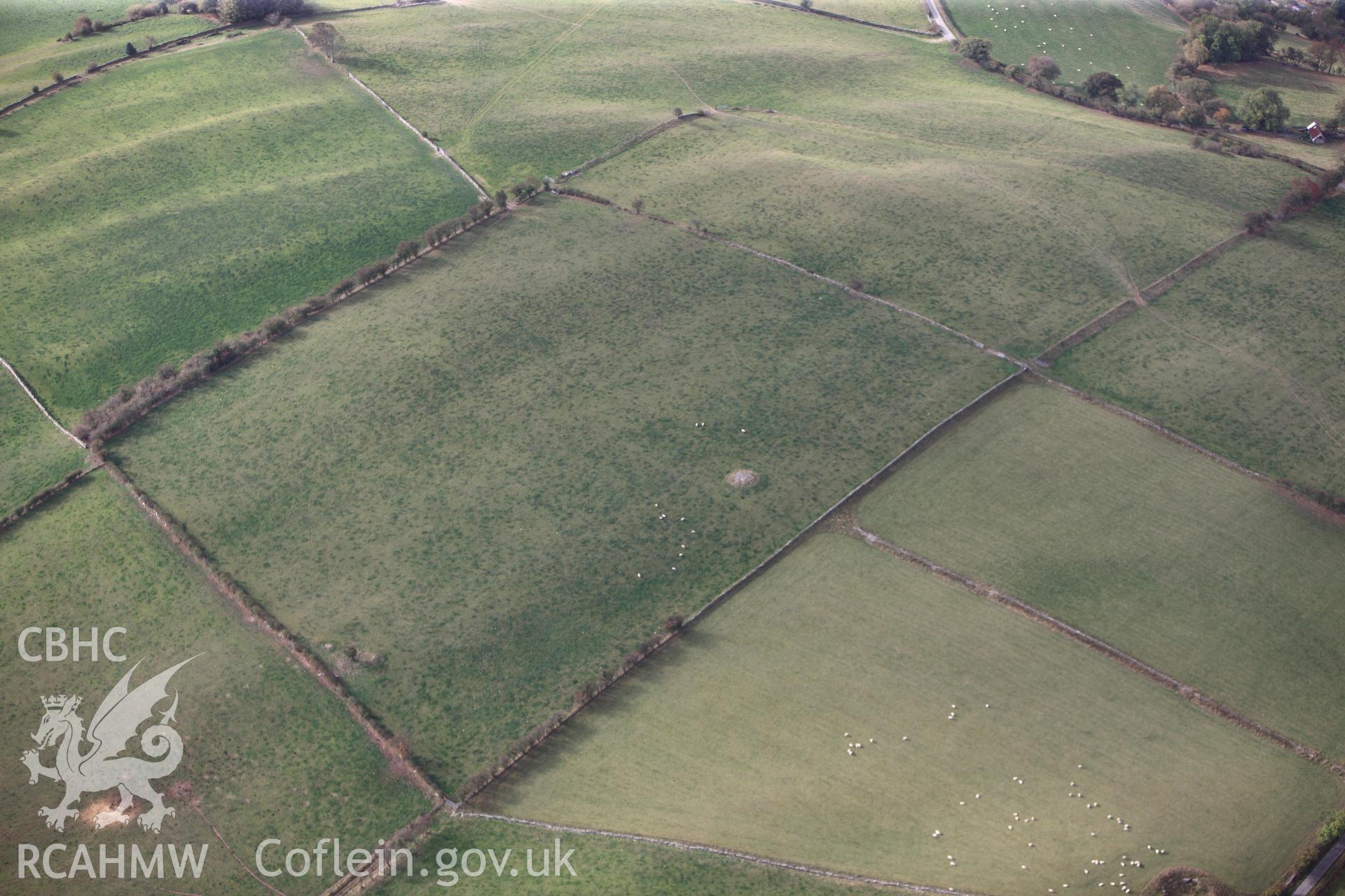 RCAHMW colour oblique photograph of Pen-Y-Brongyll Round Barrow. Taken by Toby Driver on 04/10/2011.