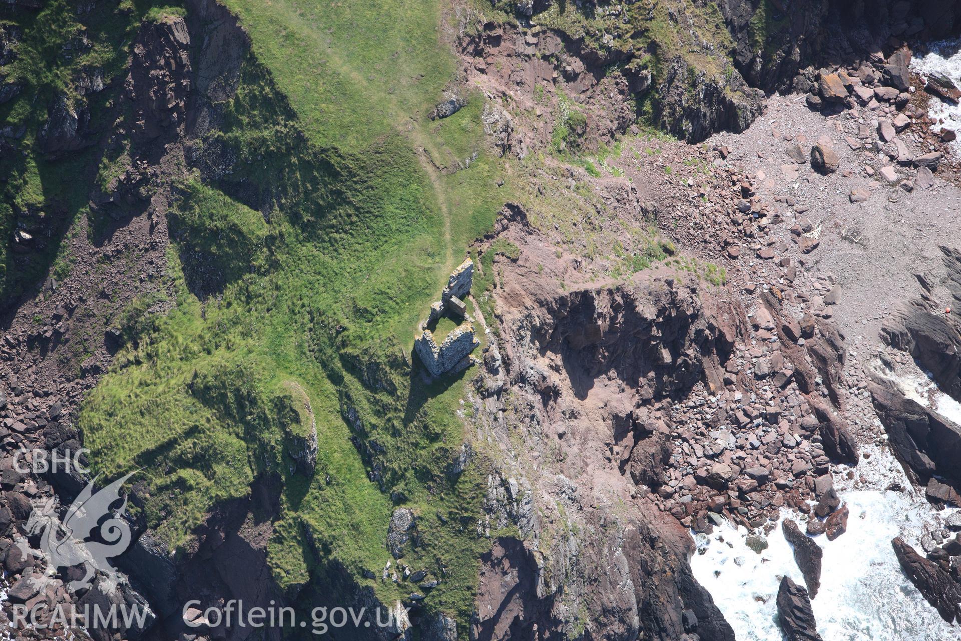 RCAHMW colour oblique photograph of East blockhouse, Angle. Taken by Toby Driver on 24/05/2011.