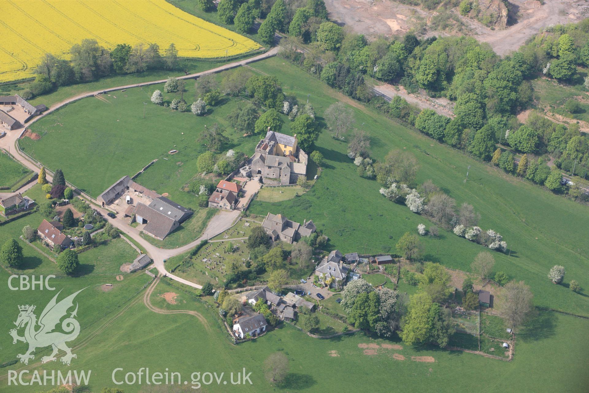 RCAHMW colour oblique photograph of Penhow Castle. Taken by Toby Driver on 26/04/2011.