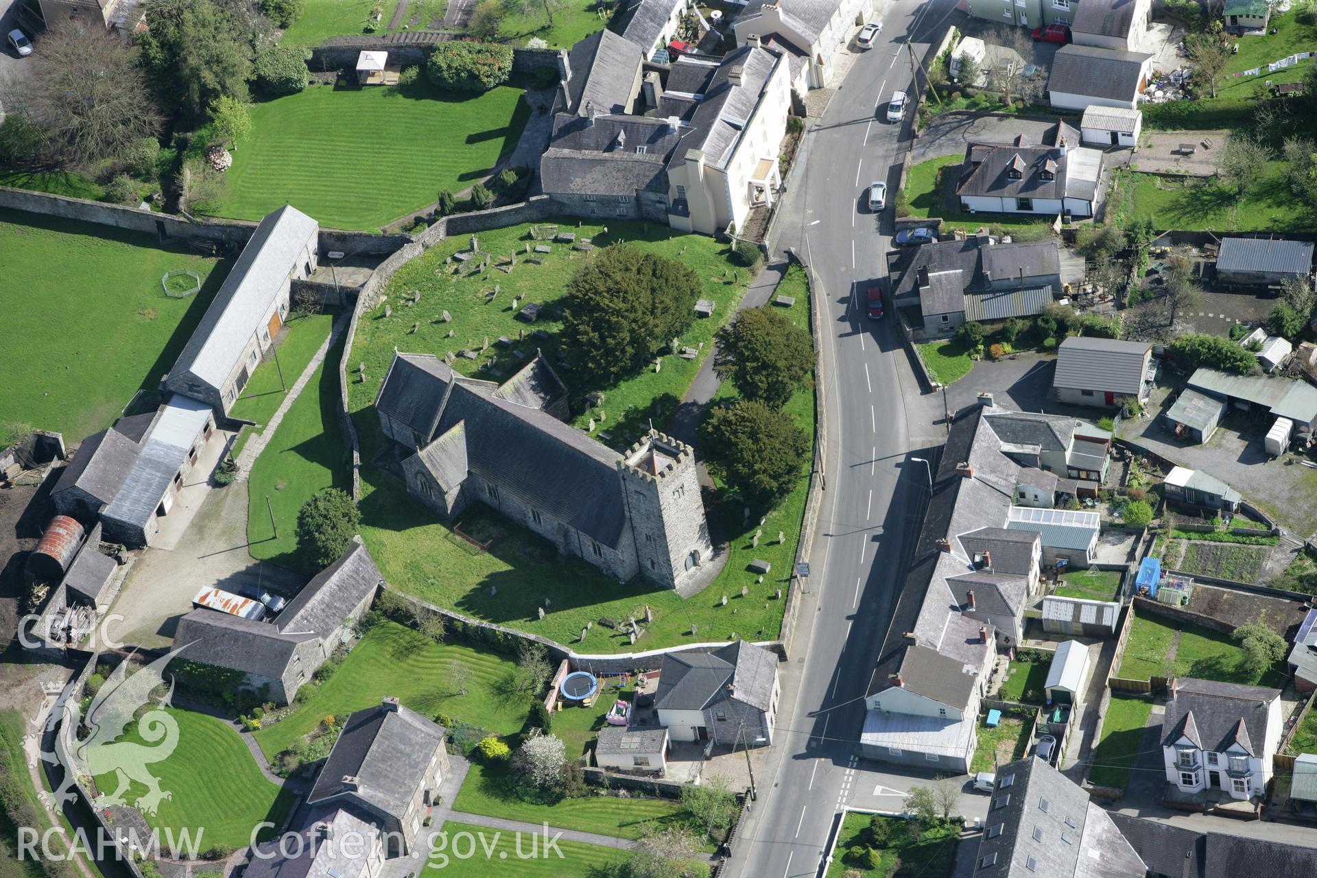 RCAHMW colour oblique photograph of St Cadog's Church, Llangadog. Taken by Toby Driver on 08/04/2011.