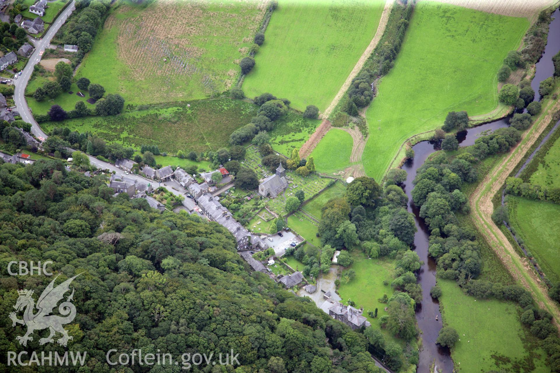 RCAHMW colour oblique photograph of St Twrog's Church, Maentwrog. Taken by Toby Driver on 17/08/2011.
