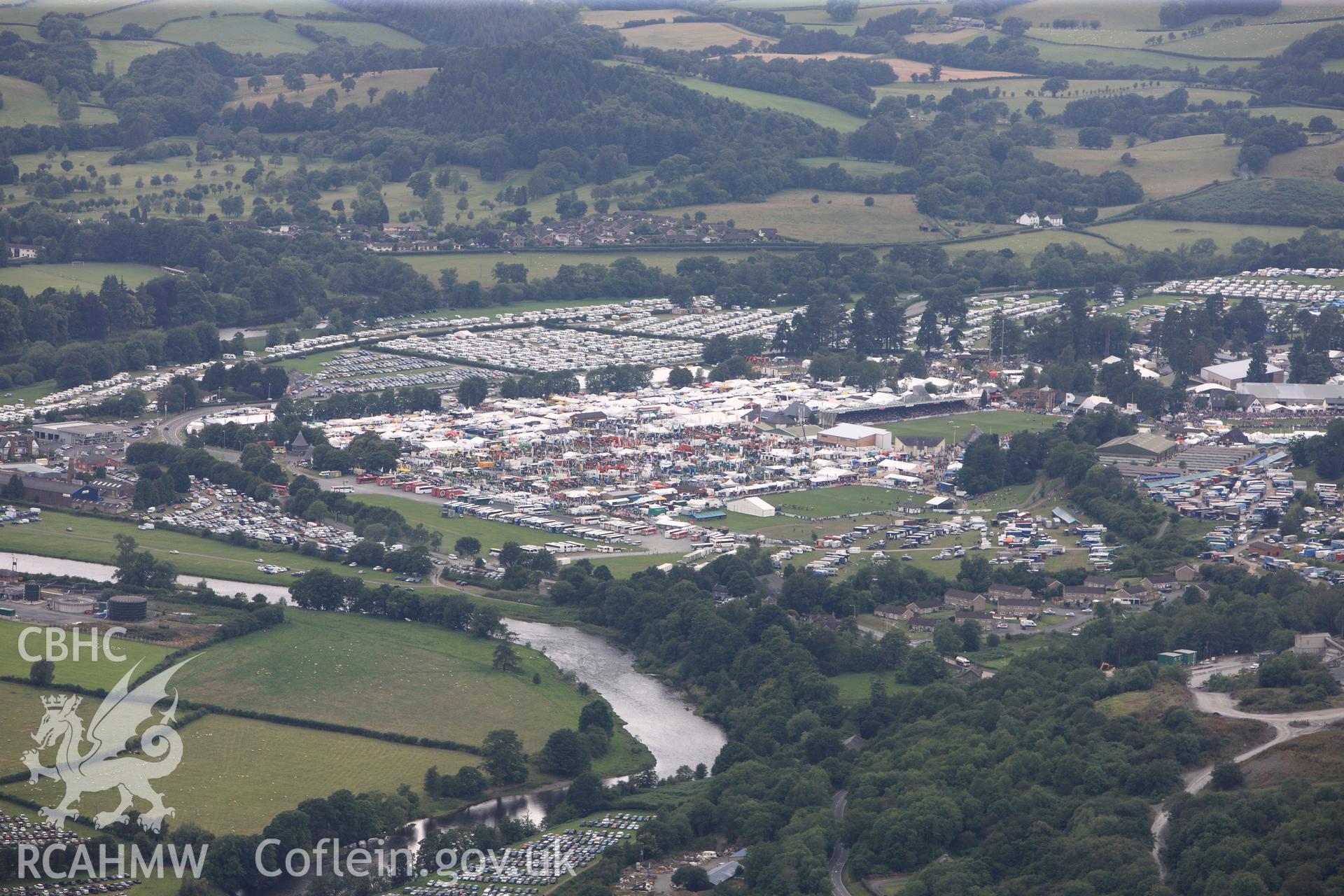 RCAHMW colour oblique photograph of Royal Welsh Show, 2011. Taken by Toby Driver on 20/07/2011.