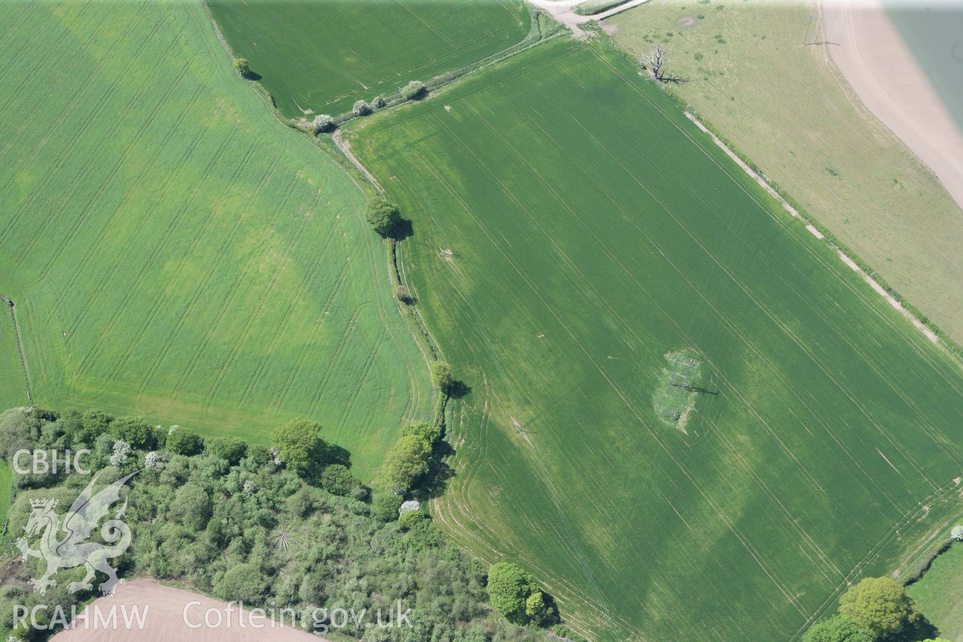 RCAHMW colour oblique photograph of Gerwyn-Fechan Round Barrow Cemetery. Taken by Toby Driver on 03/05/2011.