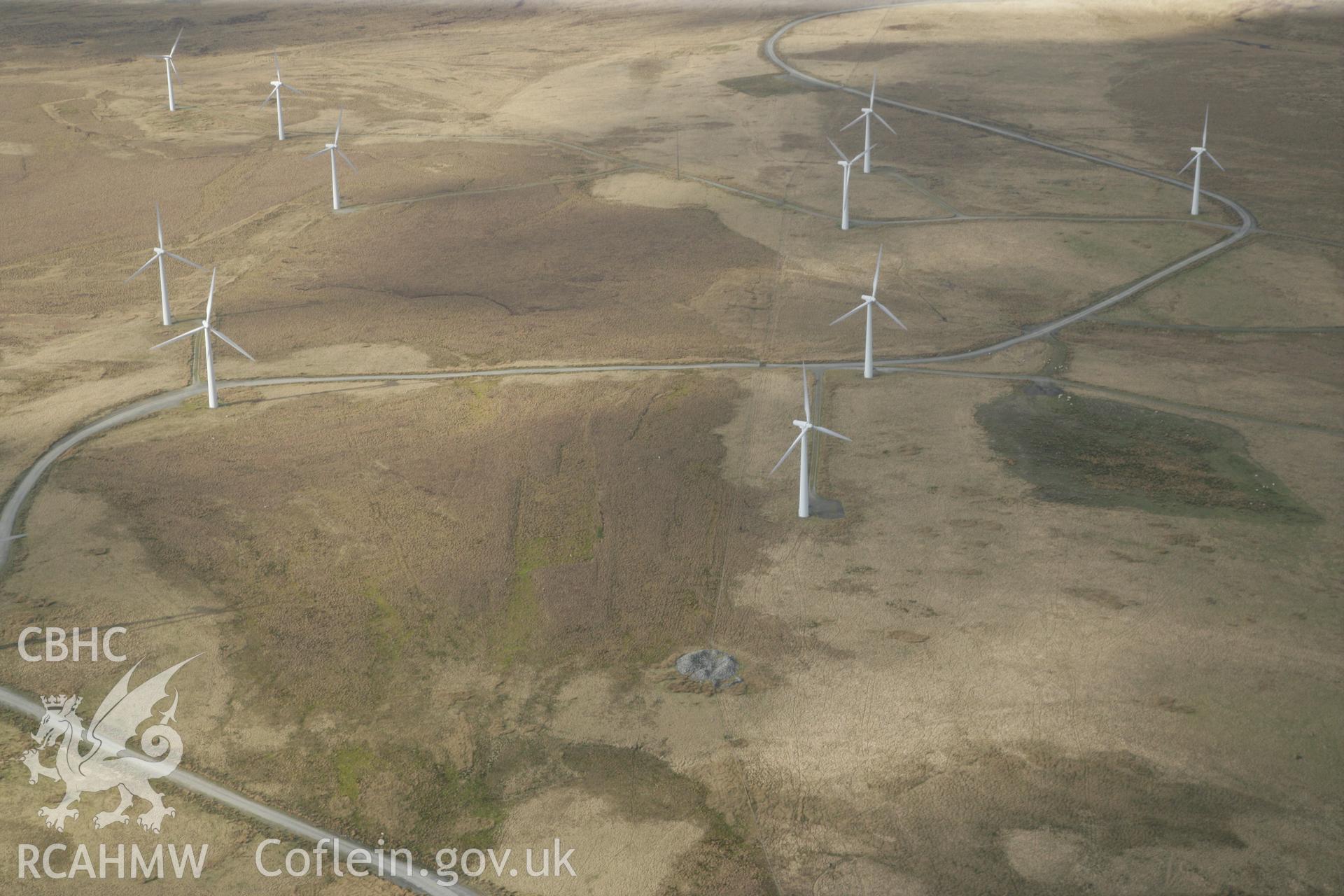 RCAHMW colour oblique photograph of Carno windfarm, Trannon. Taken by Toby Driver on 22/03/2011.