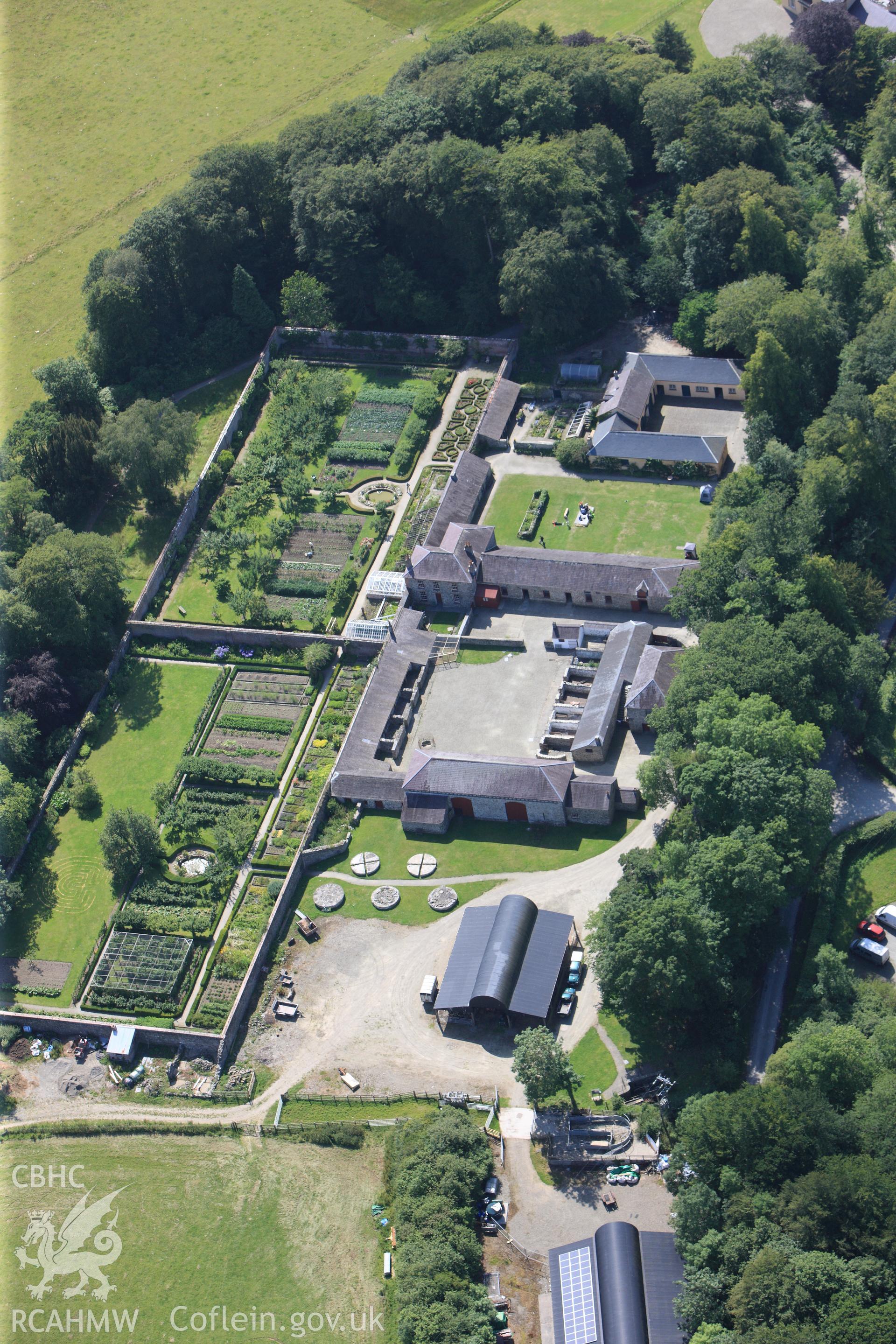 RCAHMW colour oblique photograph of Llanerchaeron House, Llanaeron. Taken by Toby Driver and Oliver Davies on 28/06/2011.