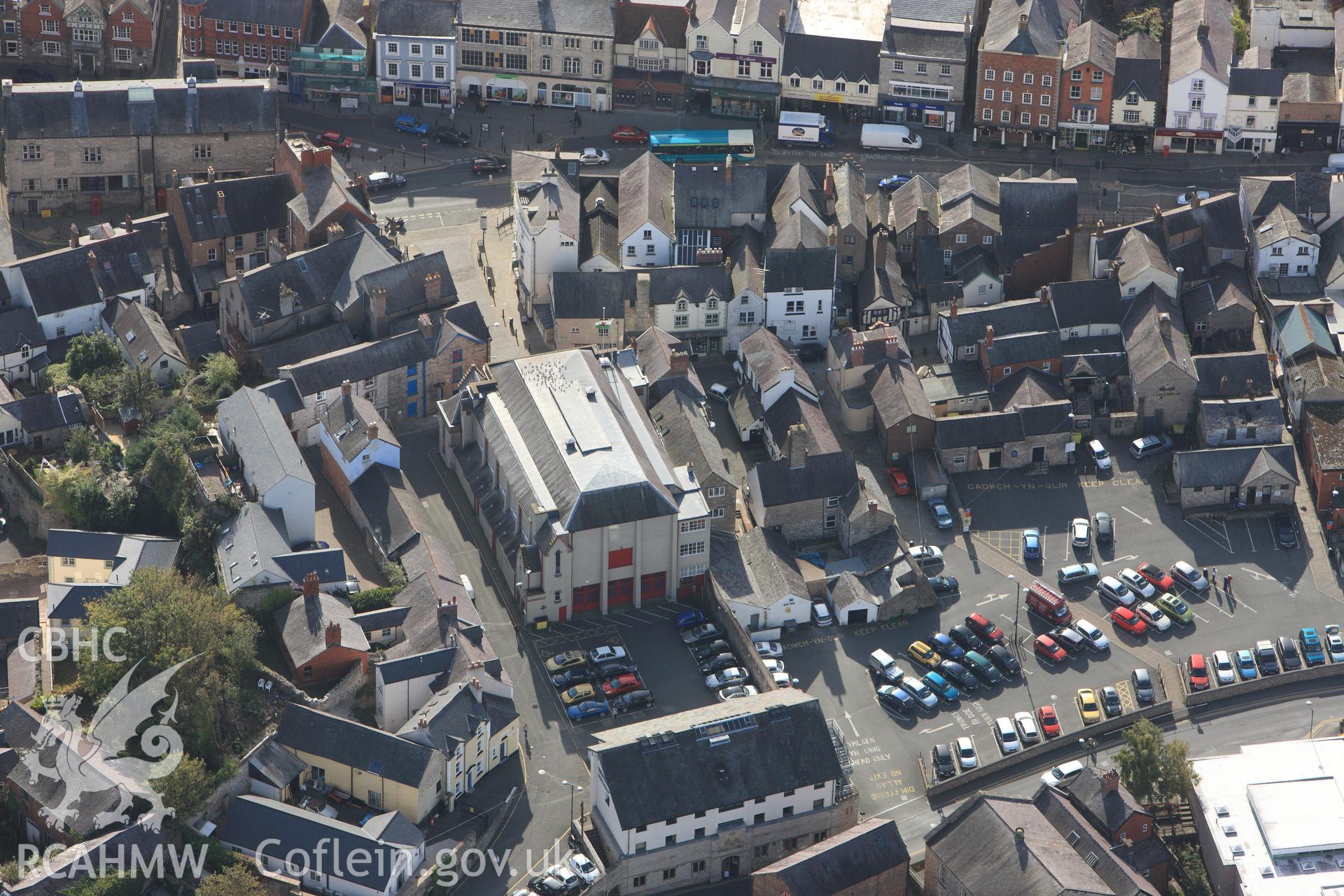 RCAHMW colour oblique photograph of Denbigh Town Hall. Taken by Toby Driver on 04/10/2011.