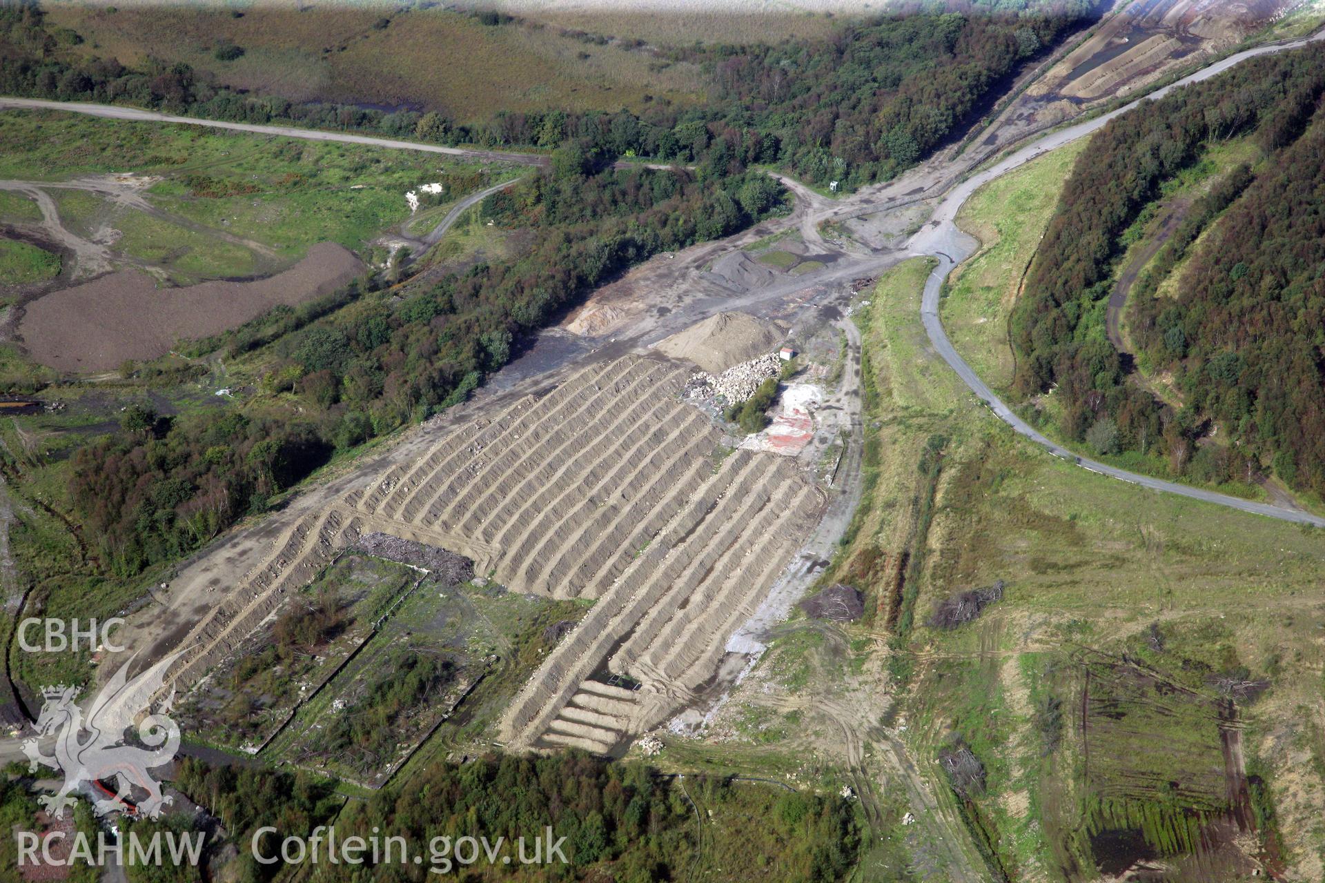 RCAHMW colour oblique photograph of Landarcy oil refinery. Taken by Toby Driver and Oliver Davies on 28/09/2011.