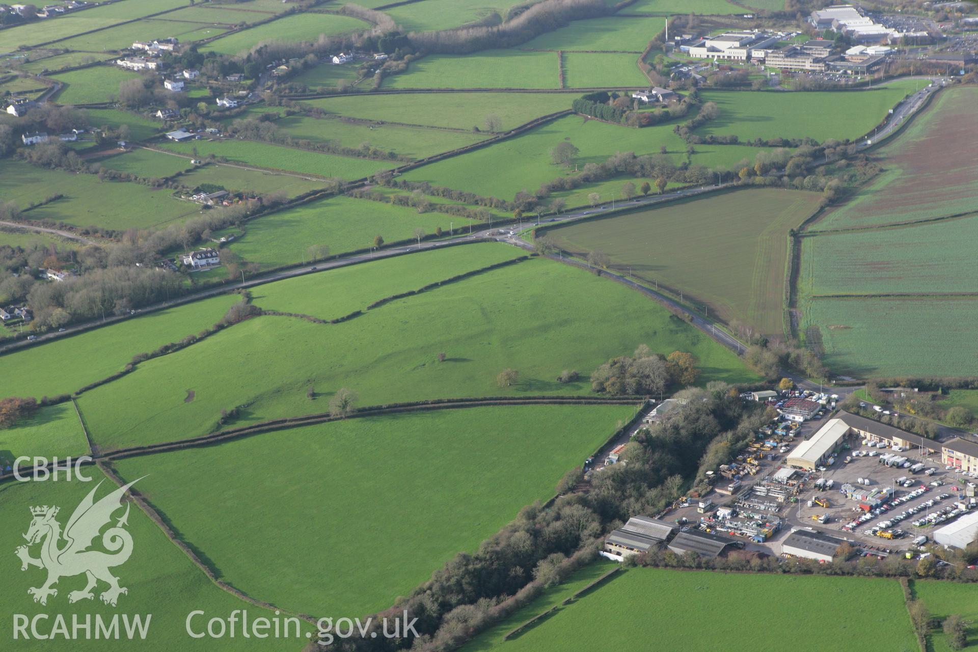 RCAHMW colour oblique photograph of Twyn Bwmbegan Field System. Taken by Toby Driver on 17/11/2011.