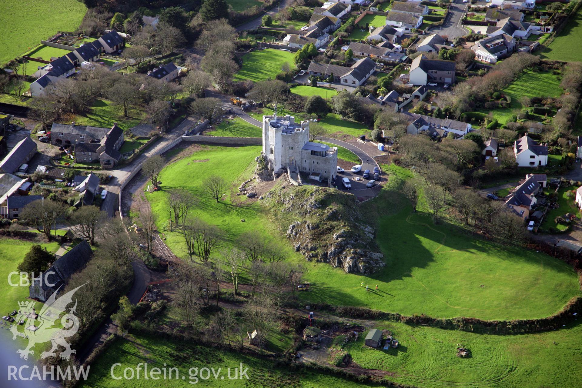 RCAHMW colour oblique photograph of Roch Castle, viewed from the east. Taken by O. Davies & T. Driver on 22/11/2013.