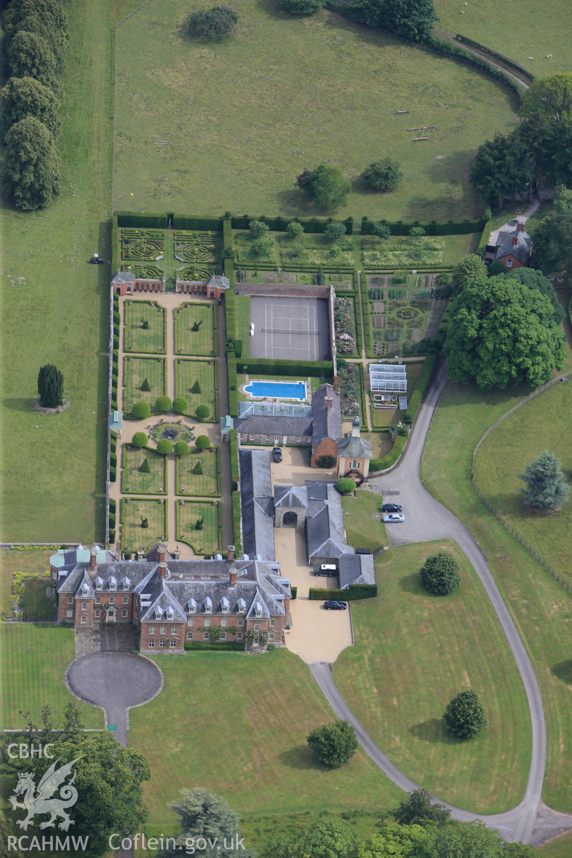 RCAHMW colour oblique photograph of Nant Clwyd Hall. Taken by Toby Driver and Oliver Davies on 05/07/2011.