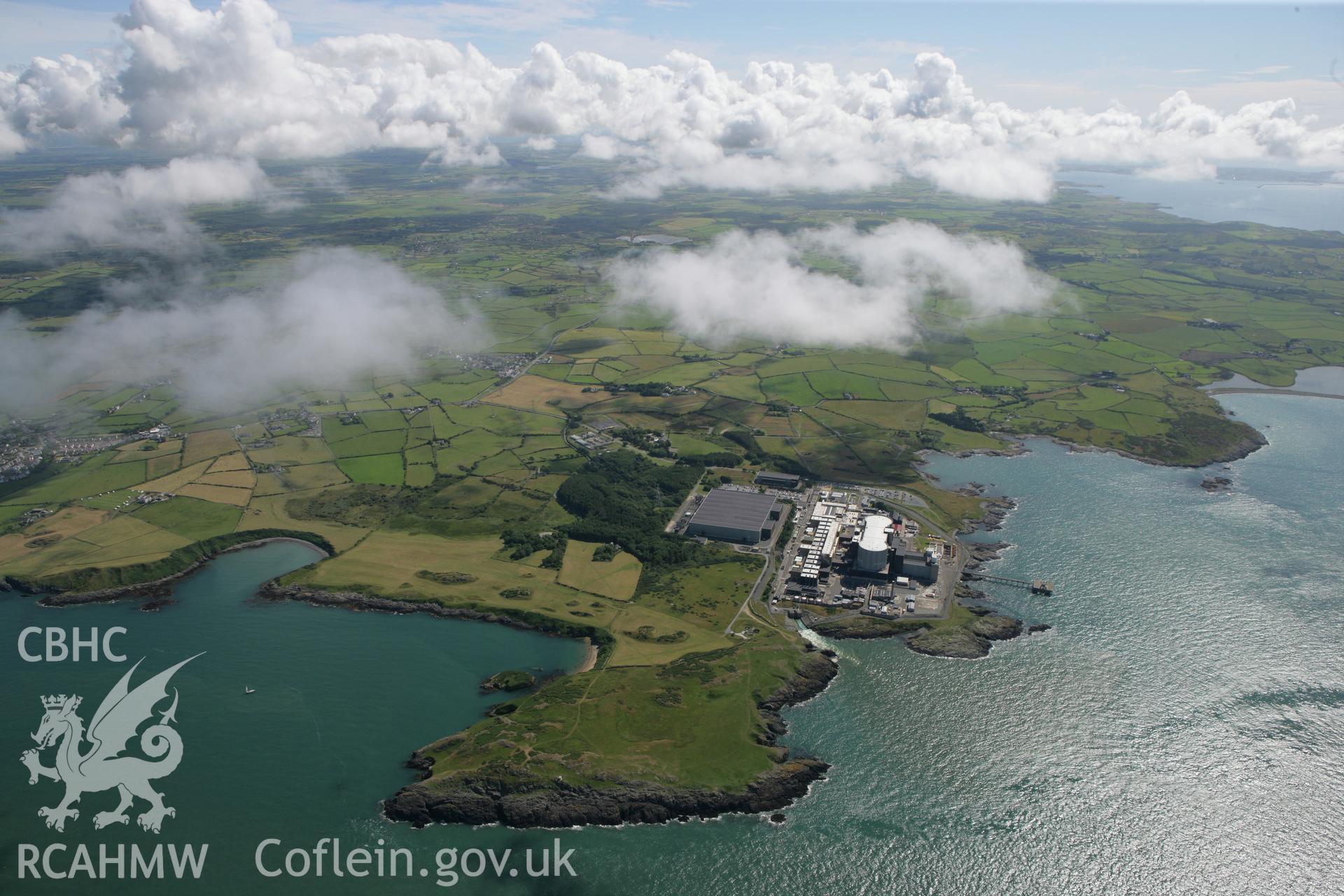 RCAHMW colour oblique photograph of Wylfa Nuclear Power Station, high view. Taken by Toby Driver on 20/07/2011.