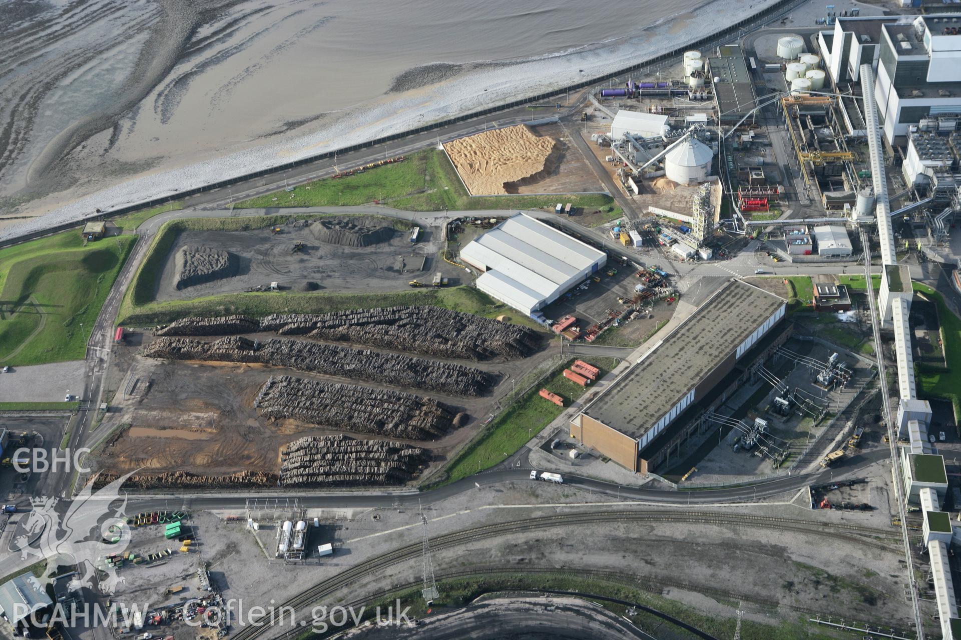 RCAHMW colour oblique photograph of Aberthaw Power Station, from the west. Taken by Toby Driver on 17/11/2011.