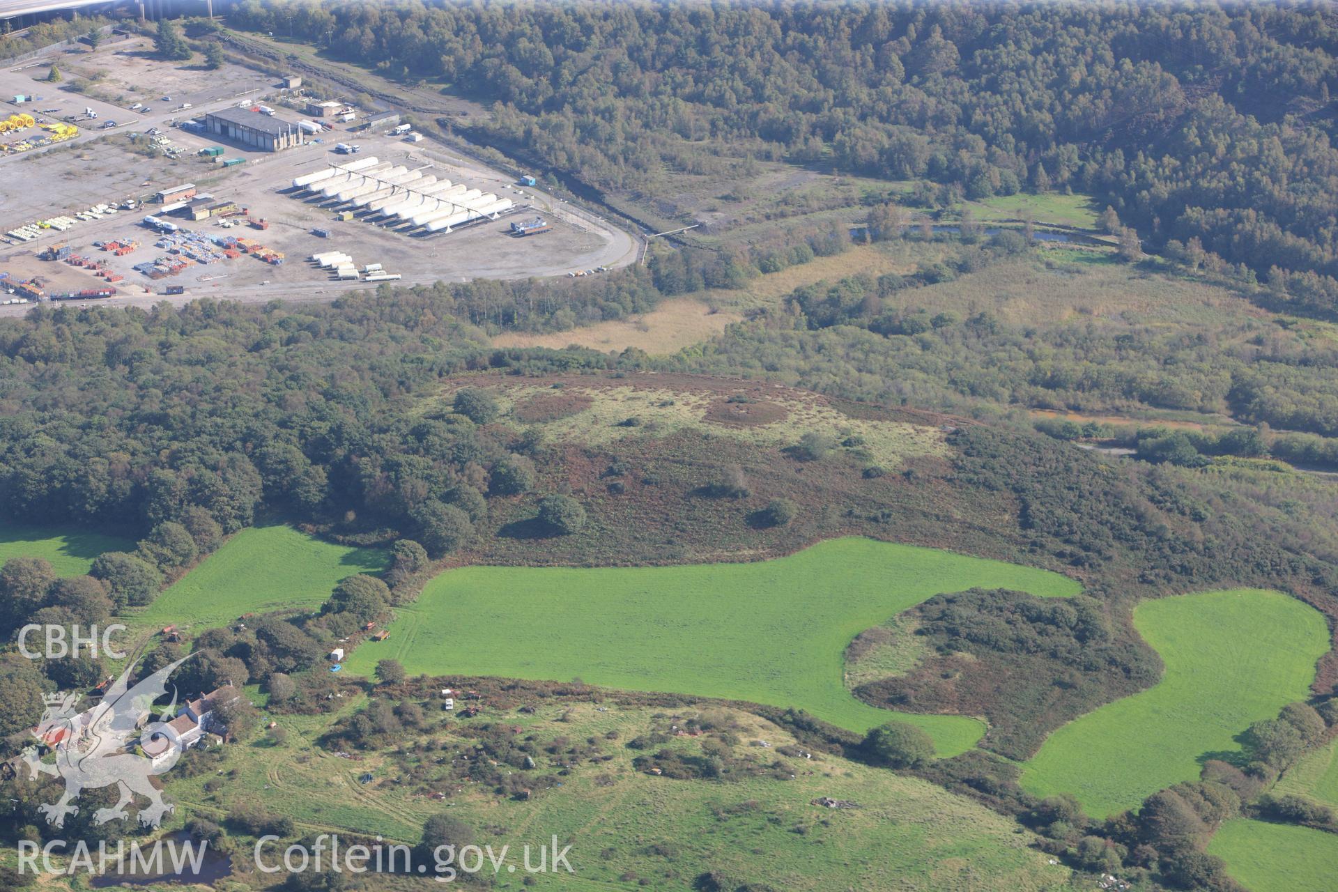 RCAHMW colour oblique photograph of south-western section of Red Jacket Copperworks from the north-west. Taken by Toby Driver and Oliver Davies on 28/09/2011.