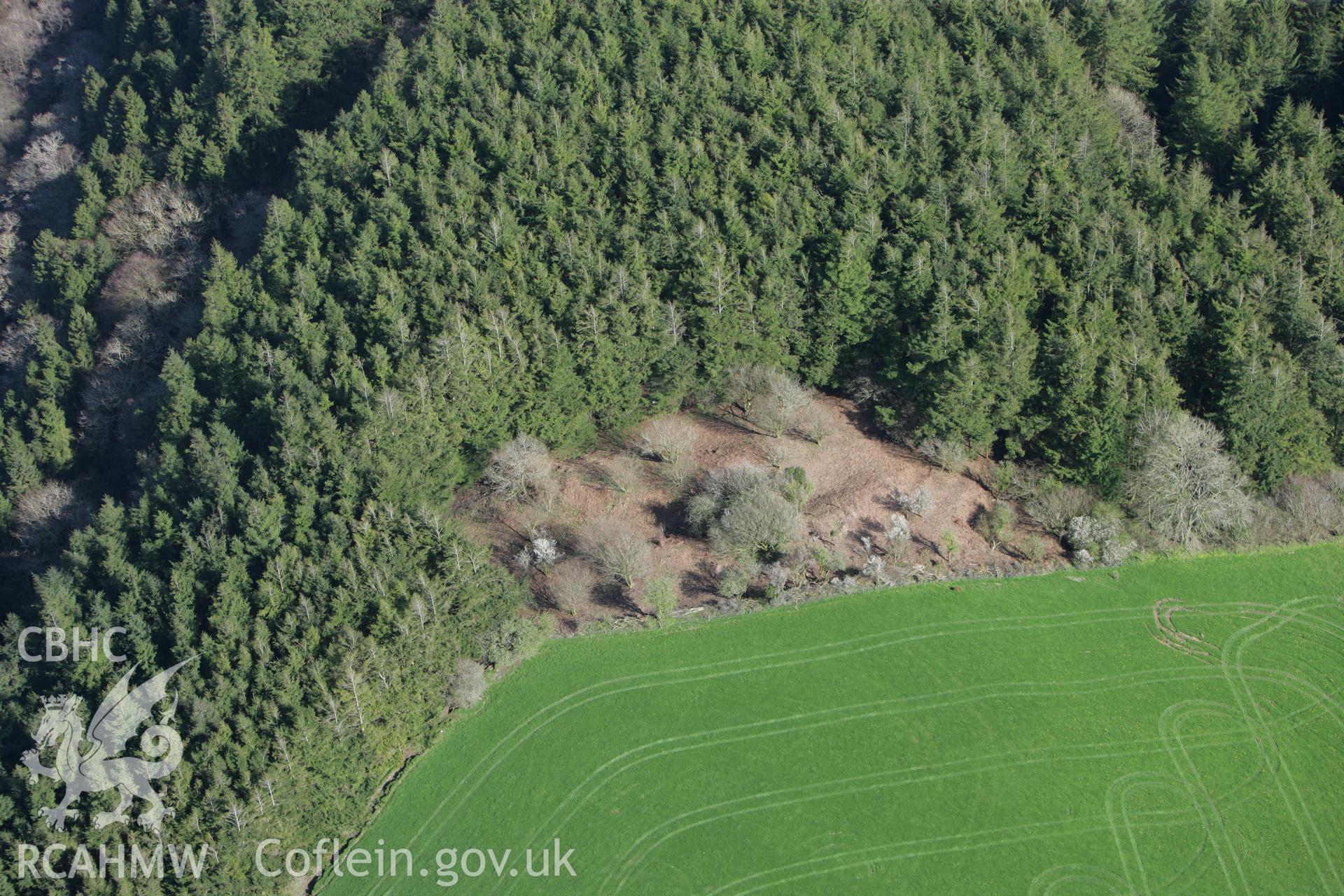 RCAHMW colour oblique photograph of Castell Forlan. Taken by Toby Driver on 08/04/2011.