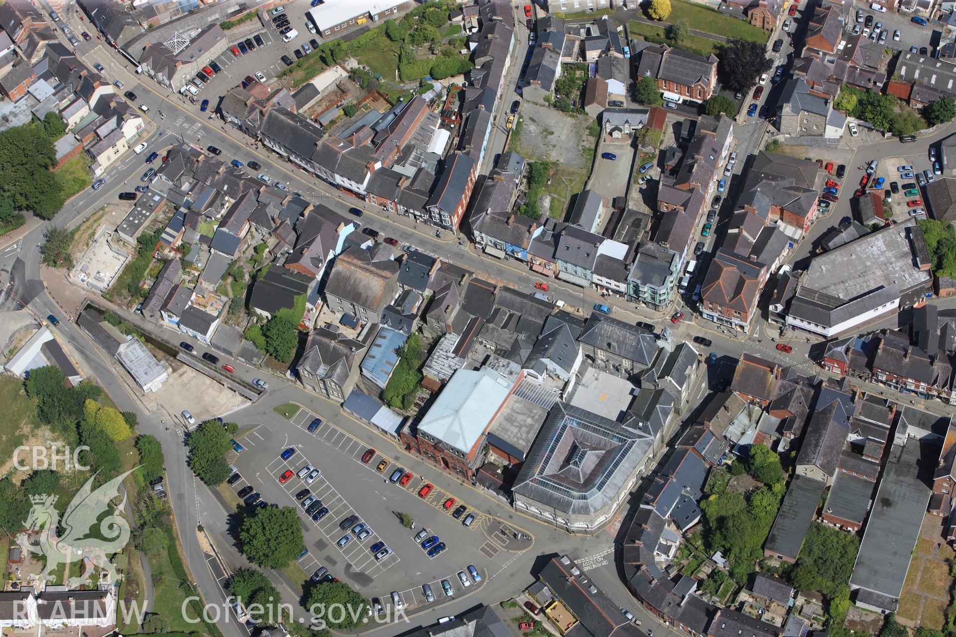 RCAHMW colour oblique photograph of Market Hall, Cardigan. Taken by Toby Driver and Oliver Davies on 28/06/2011.