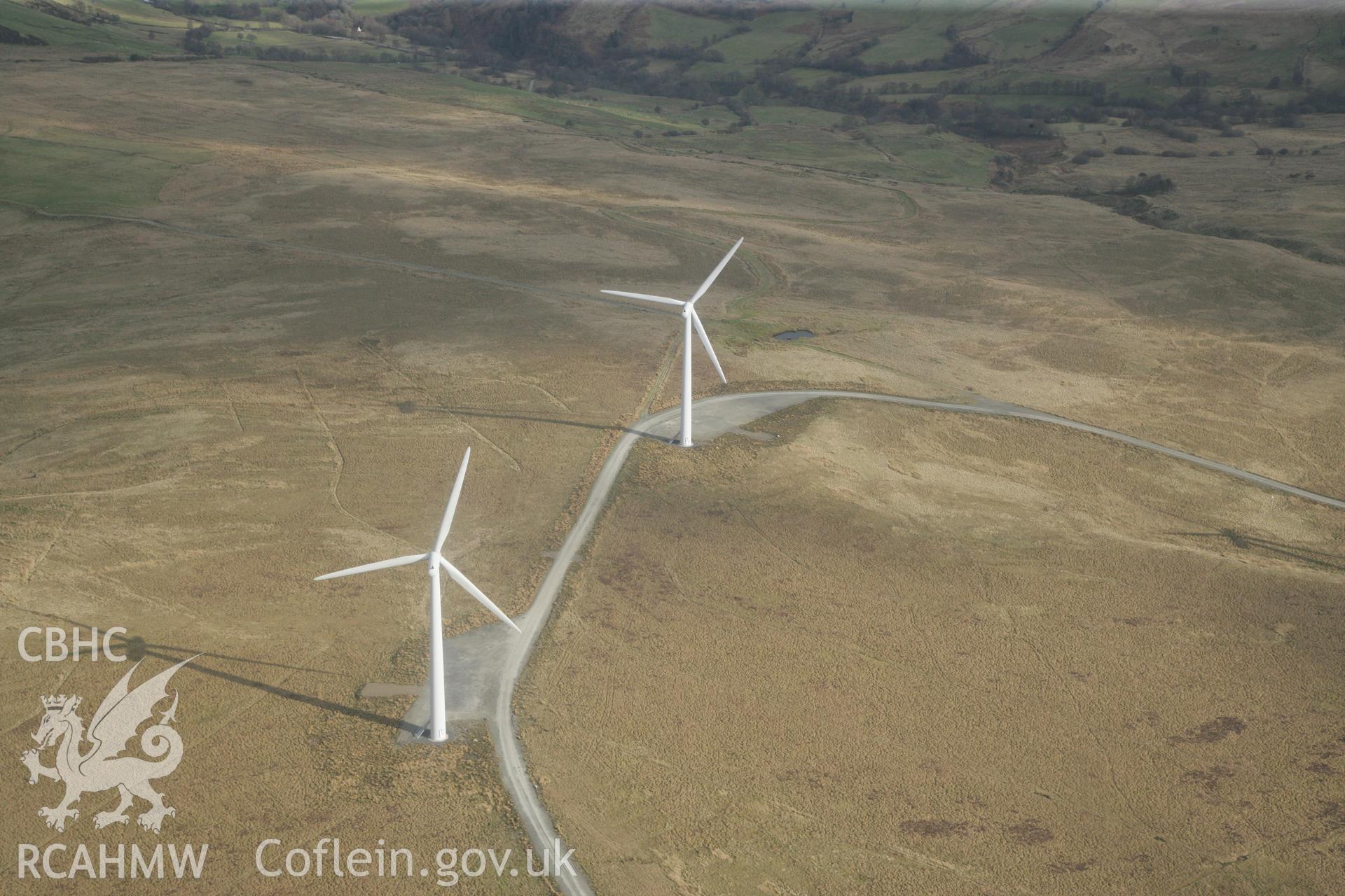 RCAHMW colour oblique photograph of Carno windfarm, Trannon. Taken by Toby Driver on 22/03/2011.