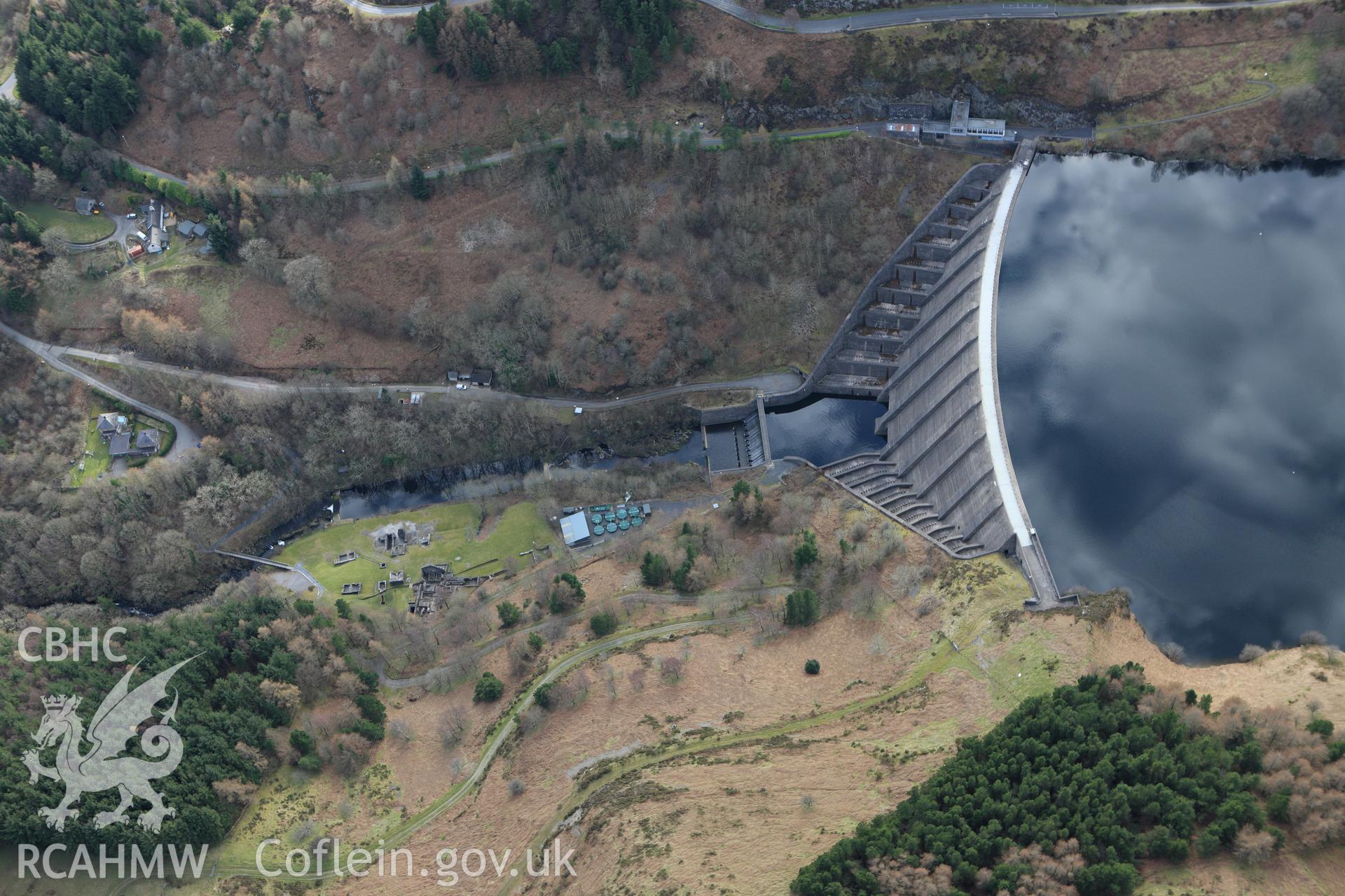 RCAHMW colour oblique photograph of Clywedog Dam, Llanidloes. Taken by Toby Driver on 22/03/2011.