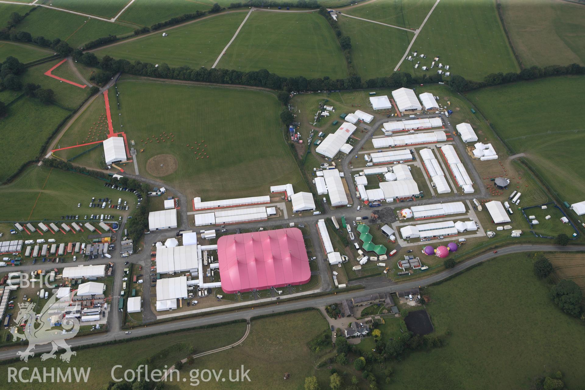 RCAHMW colour oblique photograph of The National Eisteddfod, 2011. Taken by Toby Driver and Oliver Davies on 27/07/2011.