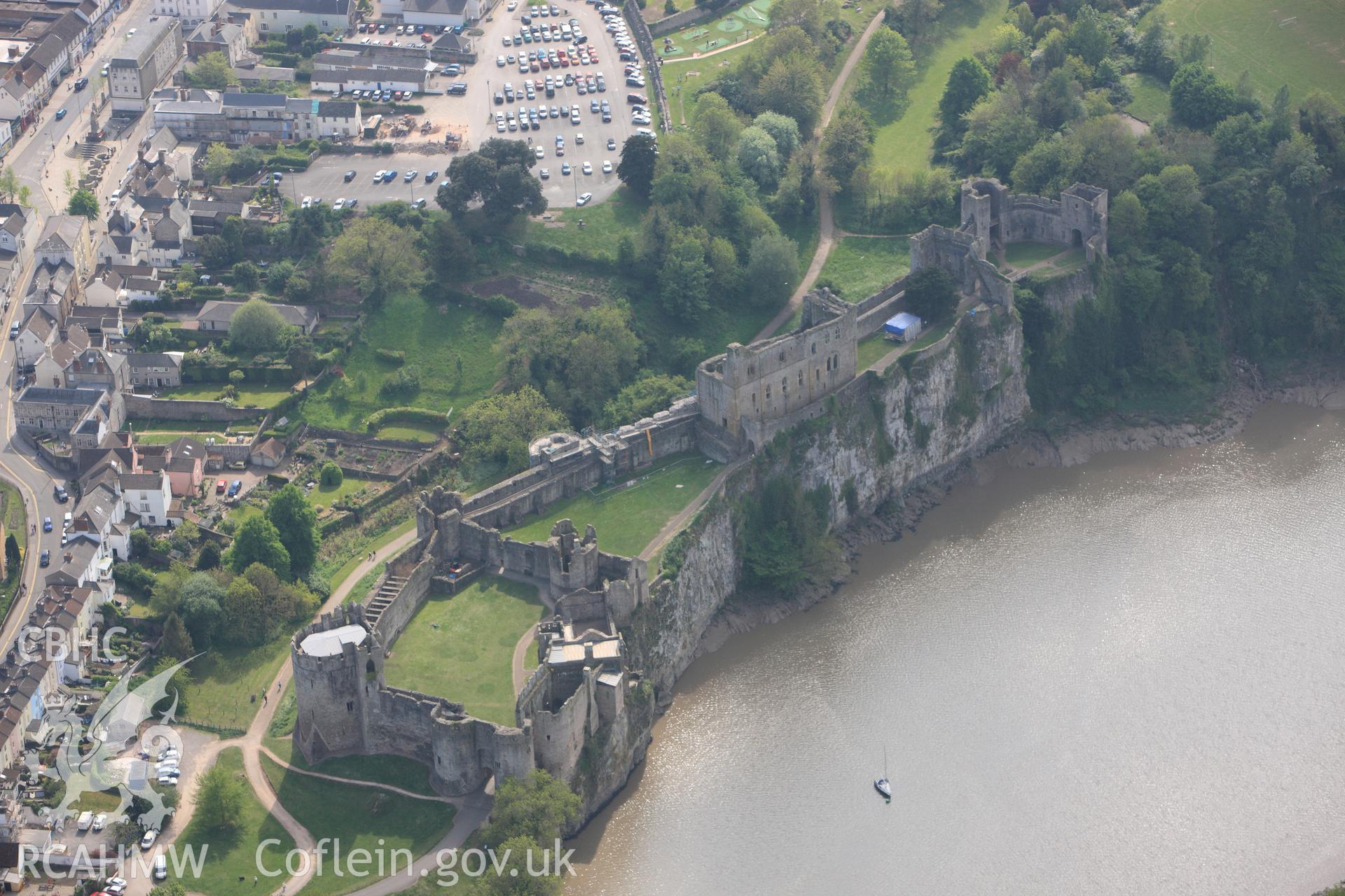 RCAHMW colour oblique photograph of Chepstow Castle. Taken by Toby Driver on 26/04/2011.