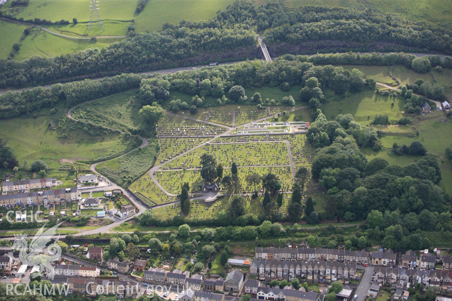 RCAHMW colour oblique photograph of Aberfan cemetery. Taken by Toby Driver on 13/06/2011.