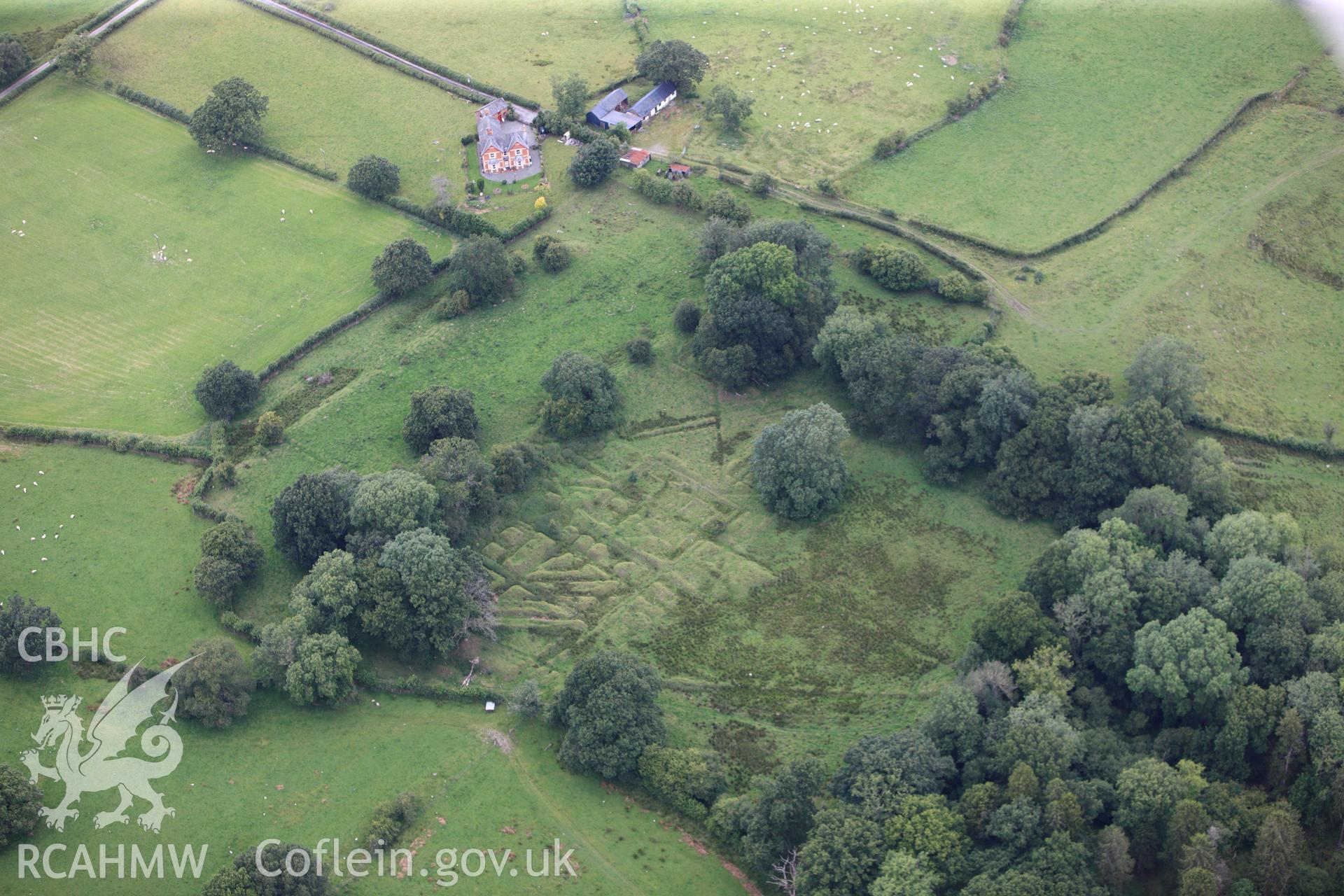 RCAHMW colour oblique photograph of Castell Collen Roman fort. Taken by Toby Driver on 20/07/2011.