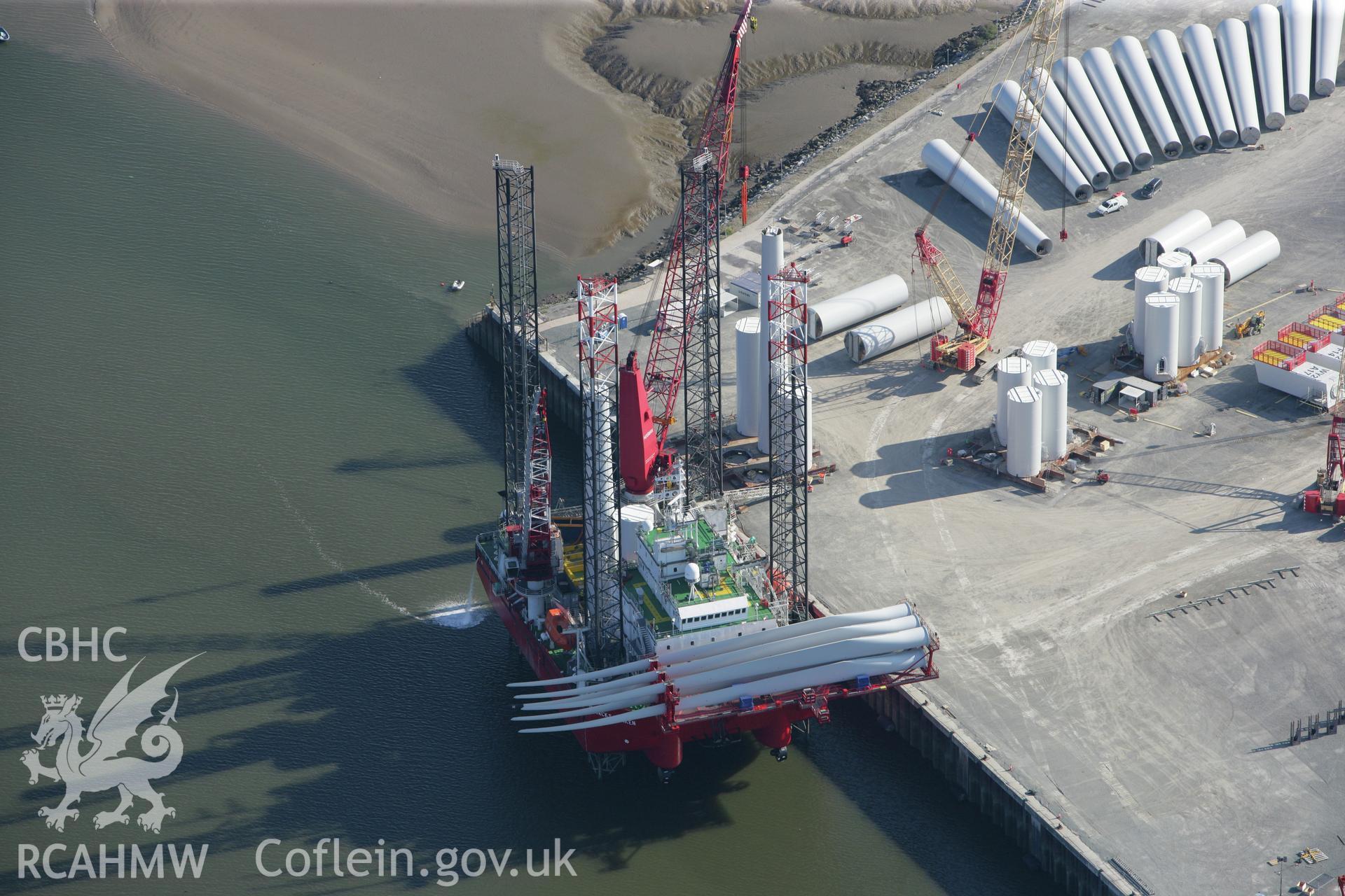 RCAHMW colour oblique photograph of Mostyn Quay. Taken by Toby Driver and Oliver Davies on 27/07/2011.