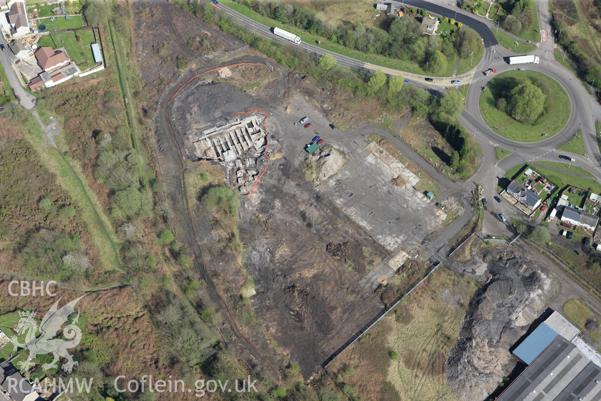 RCAHMW colour oblique photograph of Ystalyfera Iron And Tinplate Works. Taken by Toby Driver on 08/04/2011.