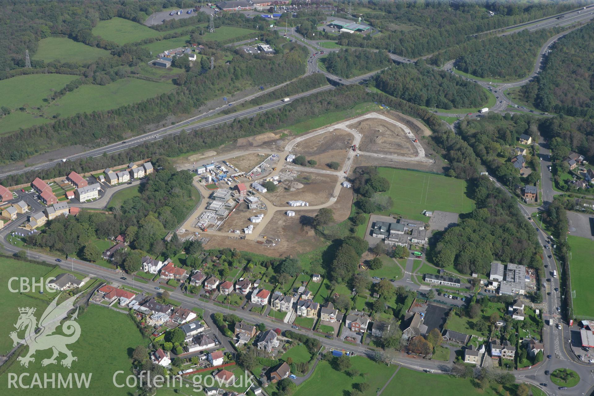 RCAHMW colour oblique photograph of Penllergaer Primary School. Taken by Toby Driver and Oliver Davies on 28/09/2011.