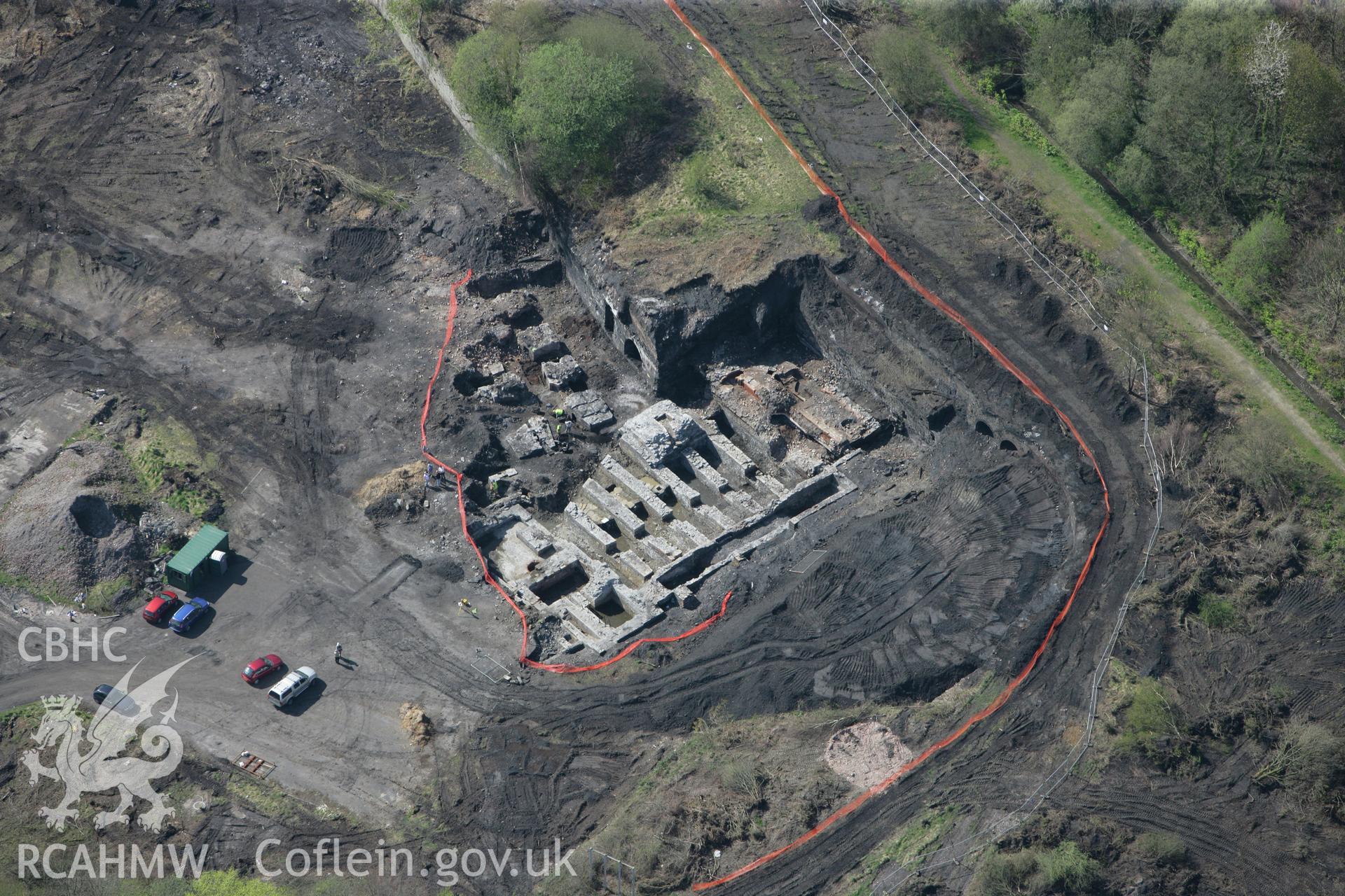 RCAHMW colour oblique photograph of Ystalyfera Iron And Tinplate Works. Taken by Toby Driver on 08/04/2011.