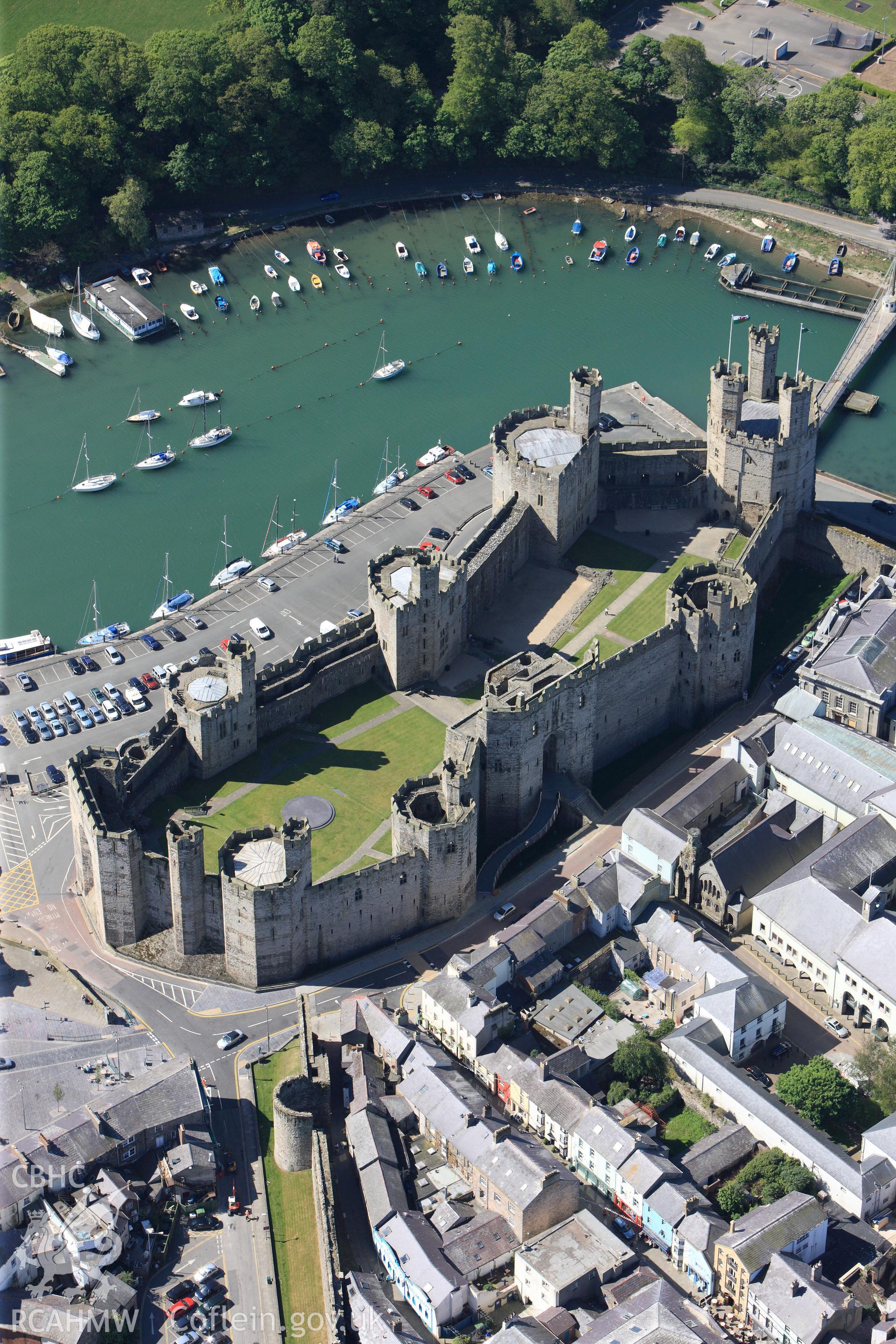 RCAHMW colour oblique photograph of Caernarfon Castle. Taken by Toby Driver on 03/05/2011.