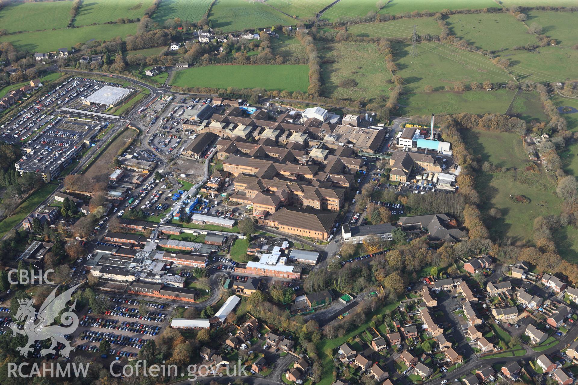 RCAHMW colour oblique photograph of Morriston Hospital, Swansea. Taken by Toby Driver on 17/11/2011.