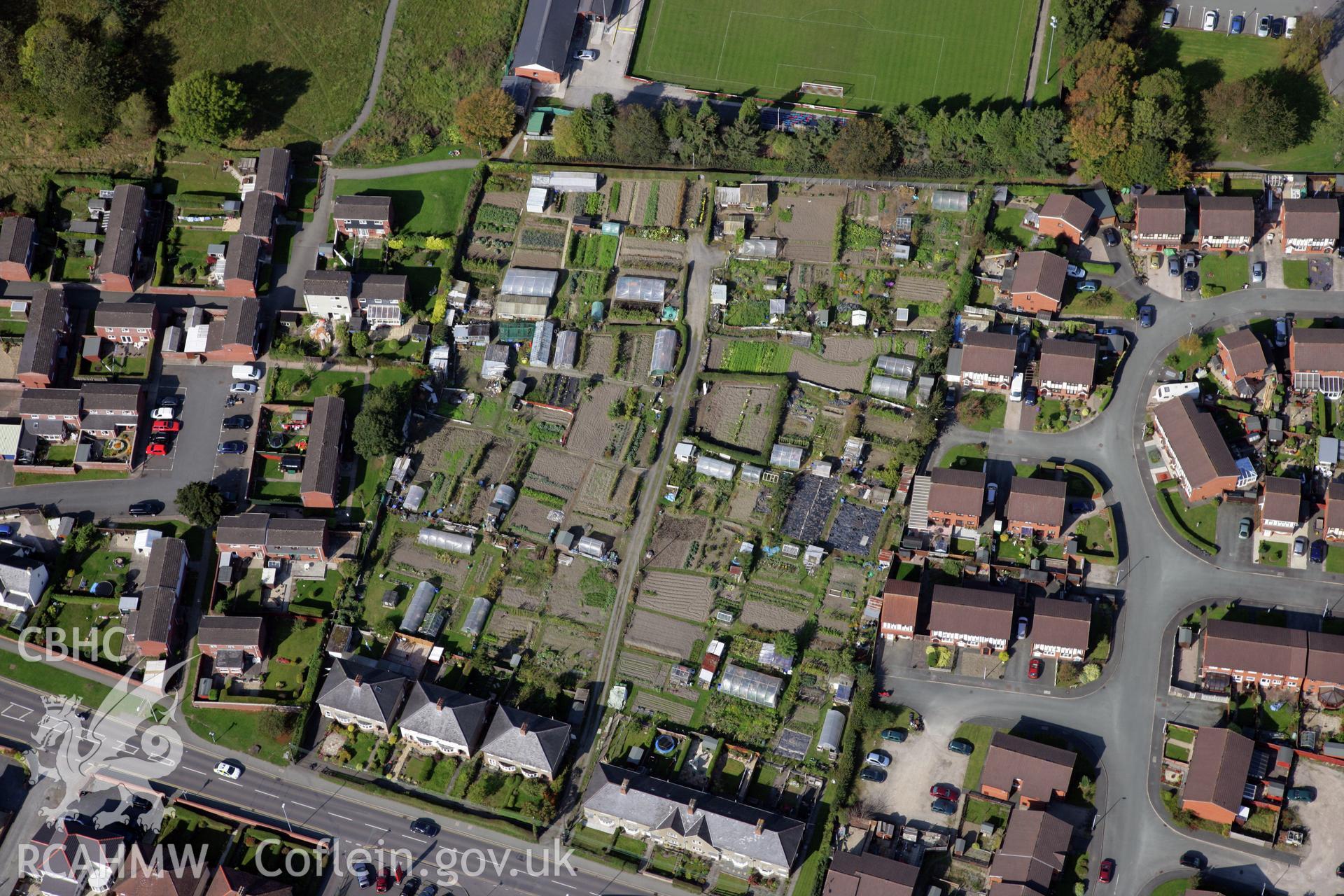 RCAHMW colour oblique photograph of Site of County Pavilion, Newtown. Taken by Oliver Davies on 29/09/2011.