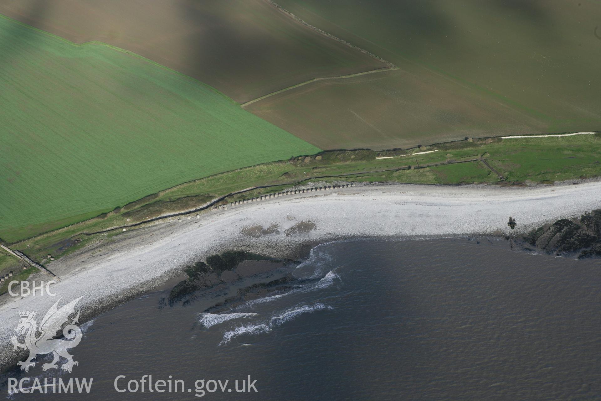 RCAHMW colour oblique photograph of Limpet Bay Anti Invasion Defences. Taken by Toby Driver on 17/11/2011.