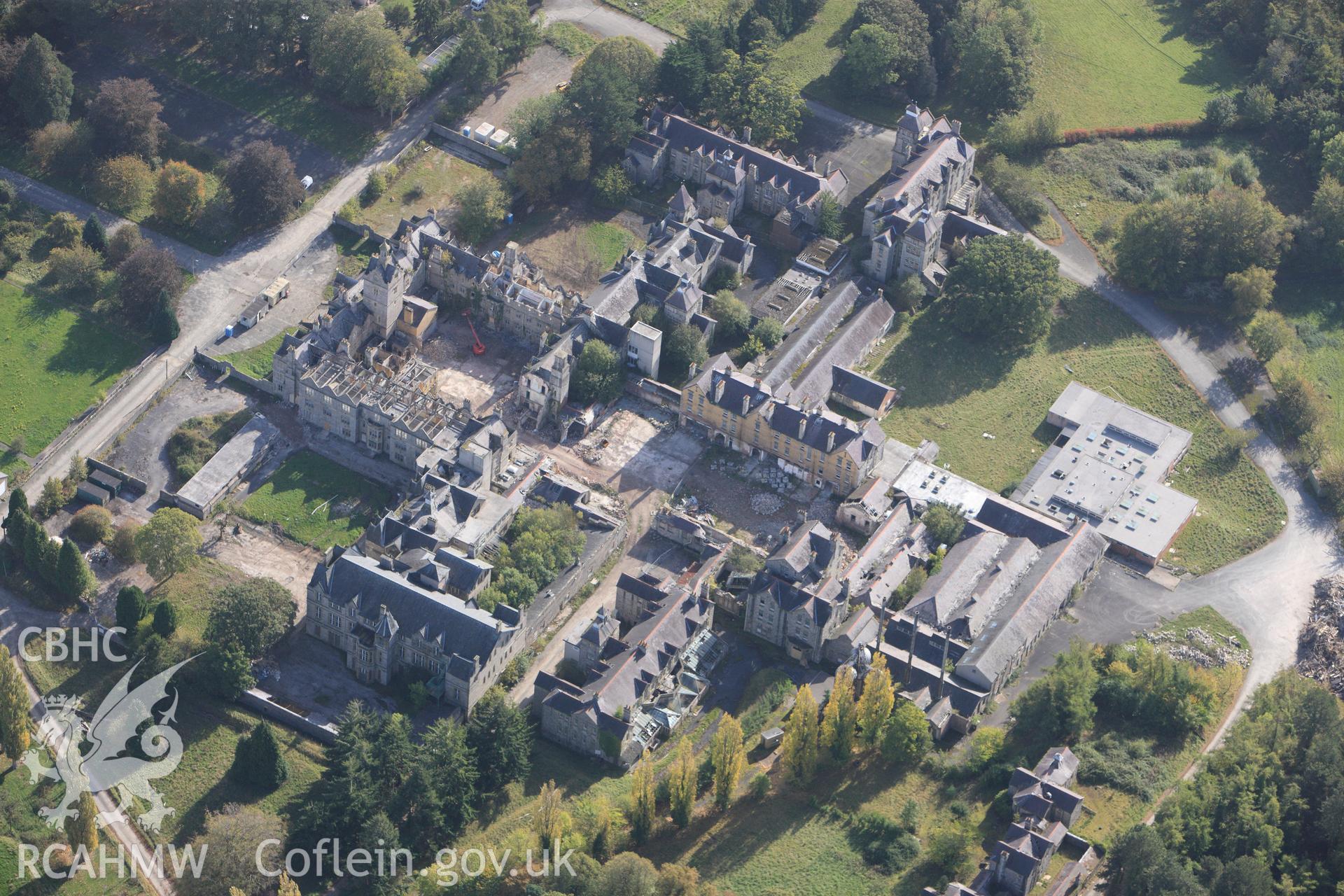 RCAHMW colour oblique photograph of North Wales Counties Hospital, Denbigh. Taken by Toby Driver on 04/10/2011.