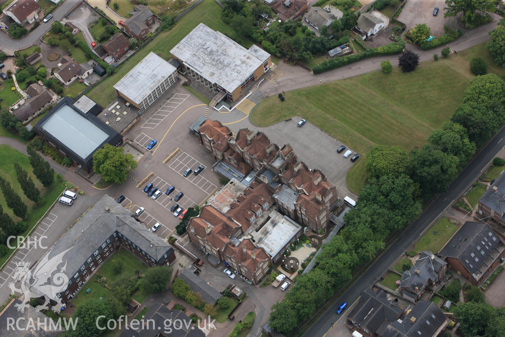 RCAHMW colour oblique photograph of Haberdasher's School for Girls, Monmouth. Taken by Toby Driver on 20/07/2011.