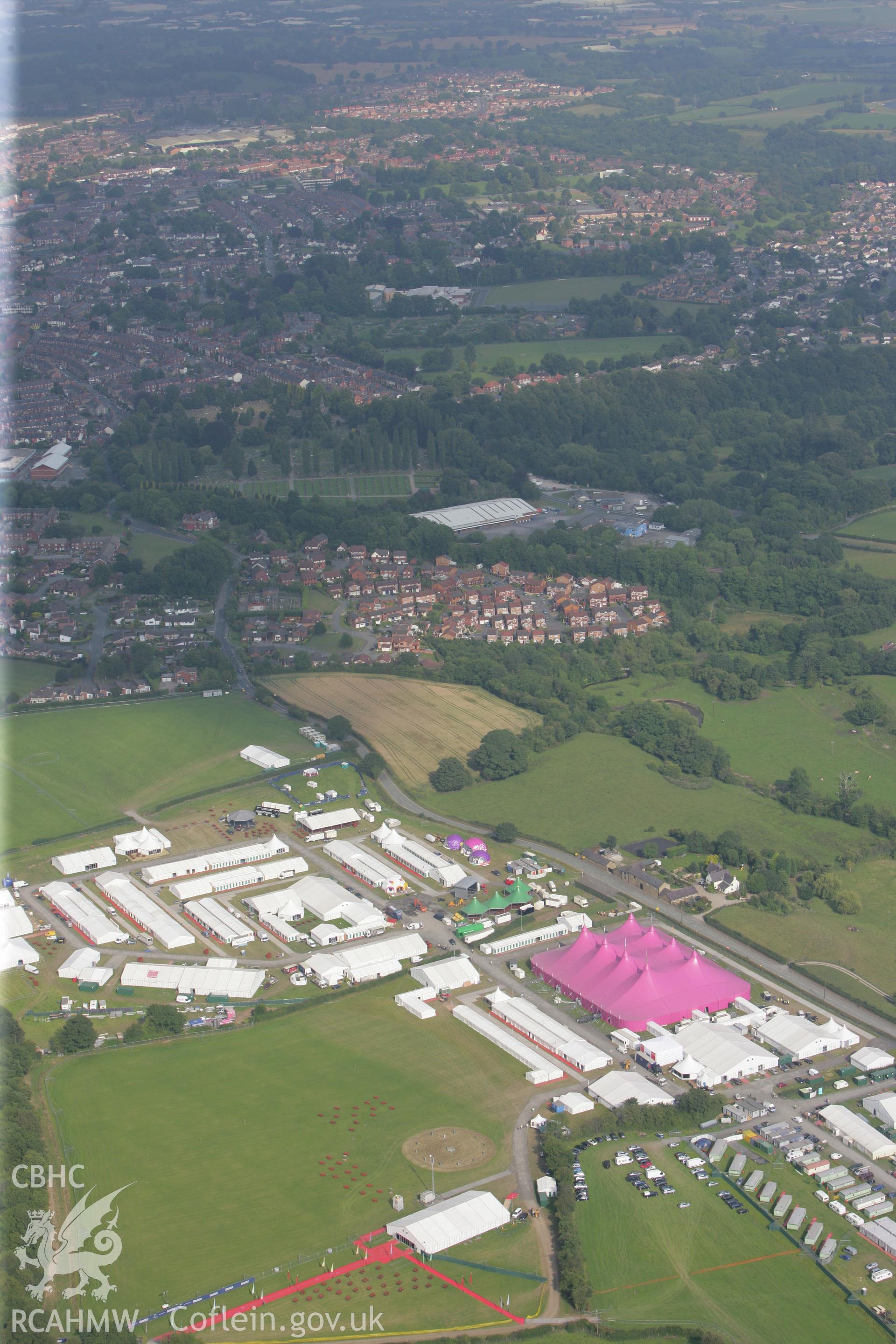 RCAHMW colour oblique photograph of The National Eisteddfod, 2011. Taken by Toby Driver and Oliver Davies on 27/07/2011.