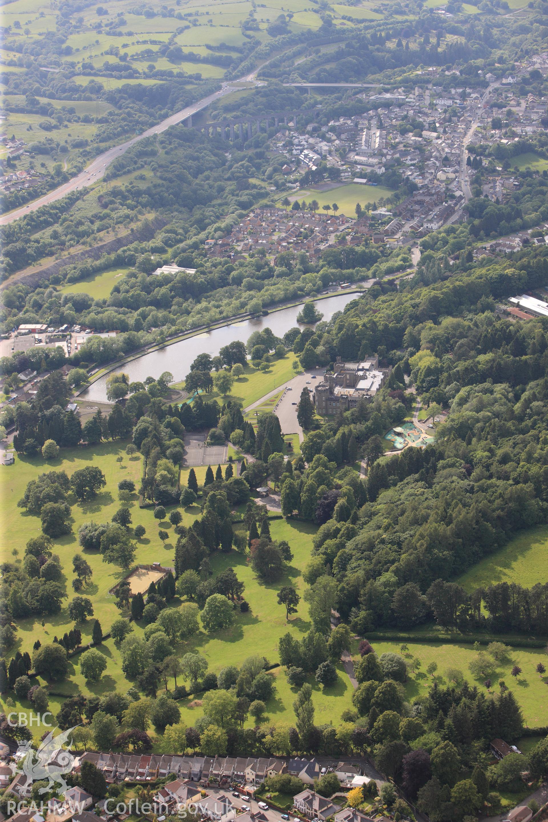 RCAHMW colour oblique photograph of Cyfarthfa Castle Park, Merthyr Tydfil. Taken by Toby Driver on 13/06/2011.