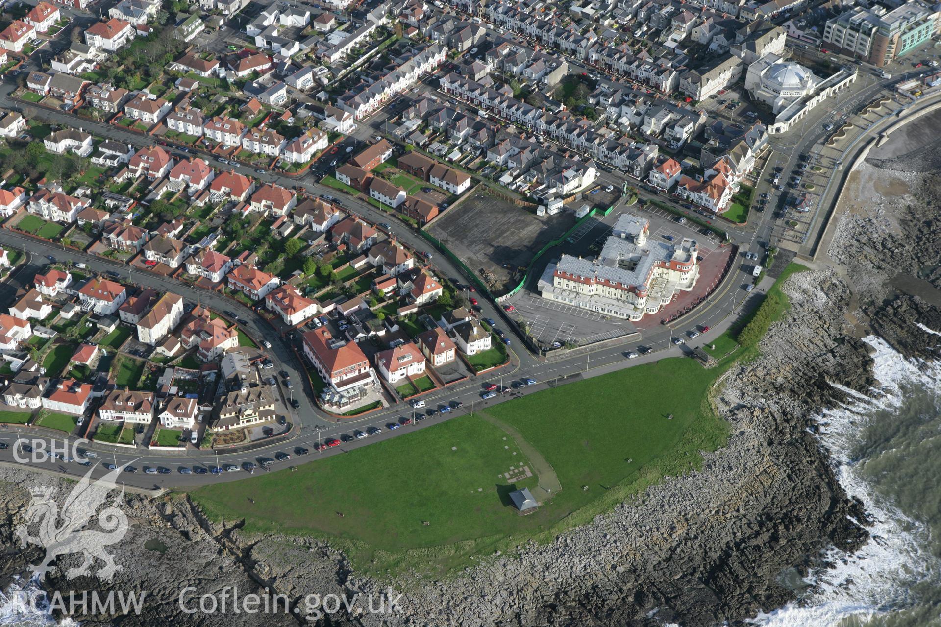 RCAHMW colour oblique photograph of Sea Bank Hotel, Porthcawl. Taken by Toby Driver on 17/11/2011.