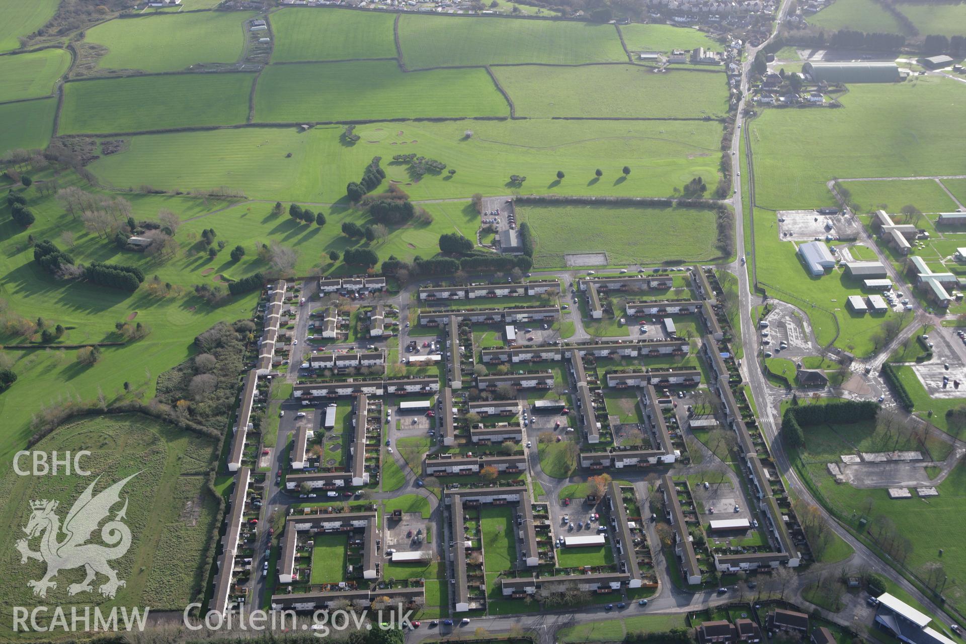 RCAHMW colour oblique photograph of housing adjacent to St Athan Airfield, RAF St Athan. Taken by Toby Driver on 17/11/2011.