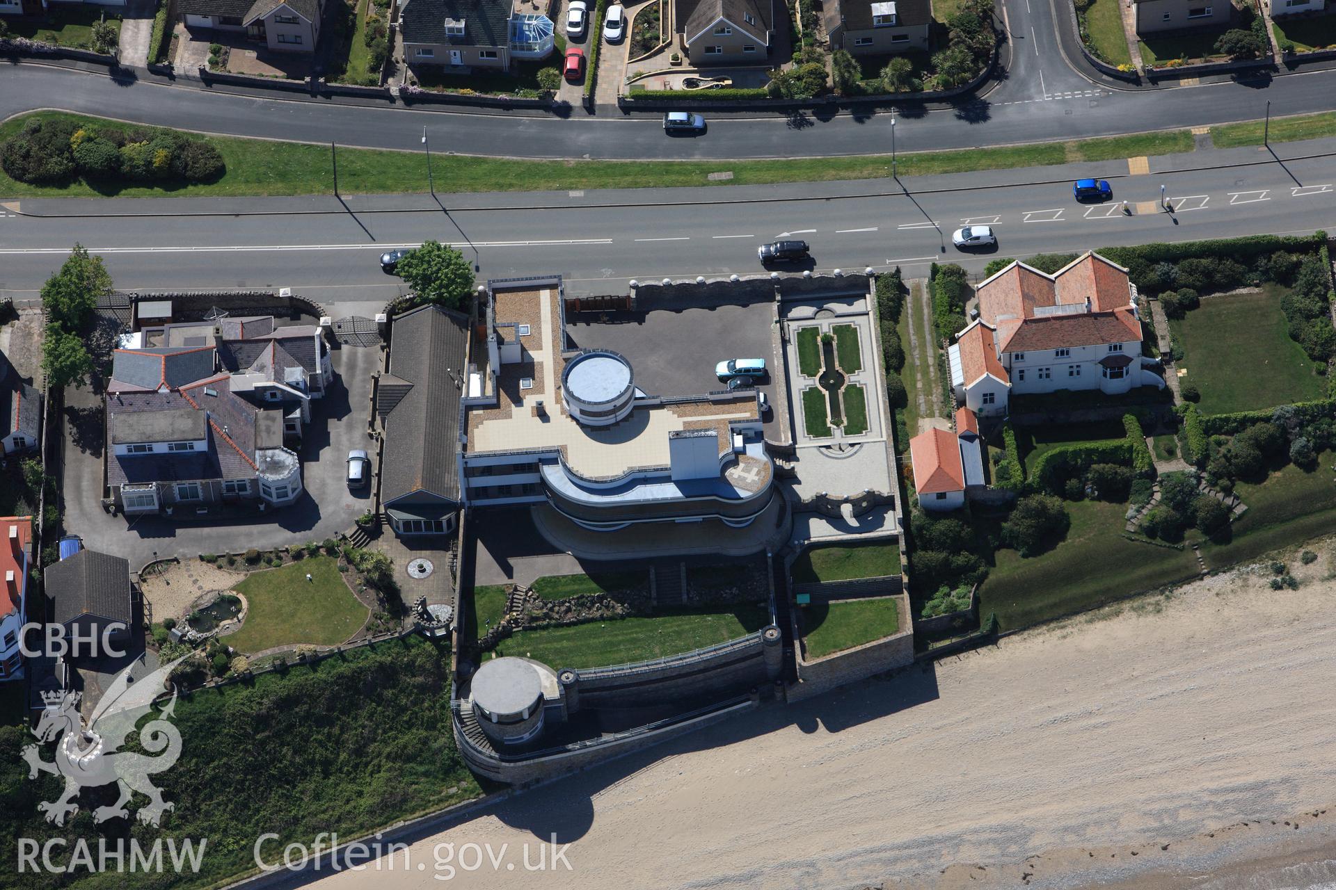 RCAHMW colour oblique photograph of Villa Marina (Condover House), Colwyn Road, Llandudno. Taken by Toby Driver on 03/05/2011.
