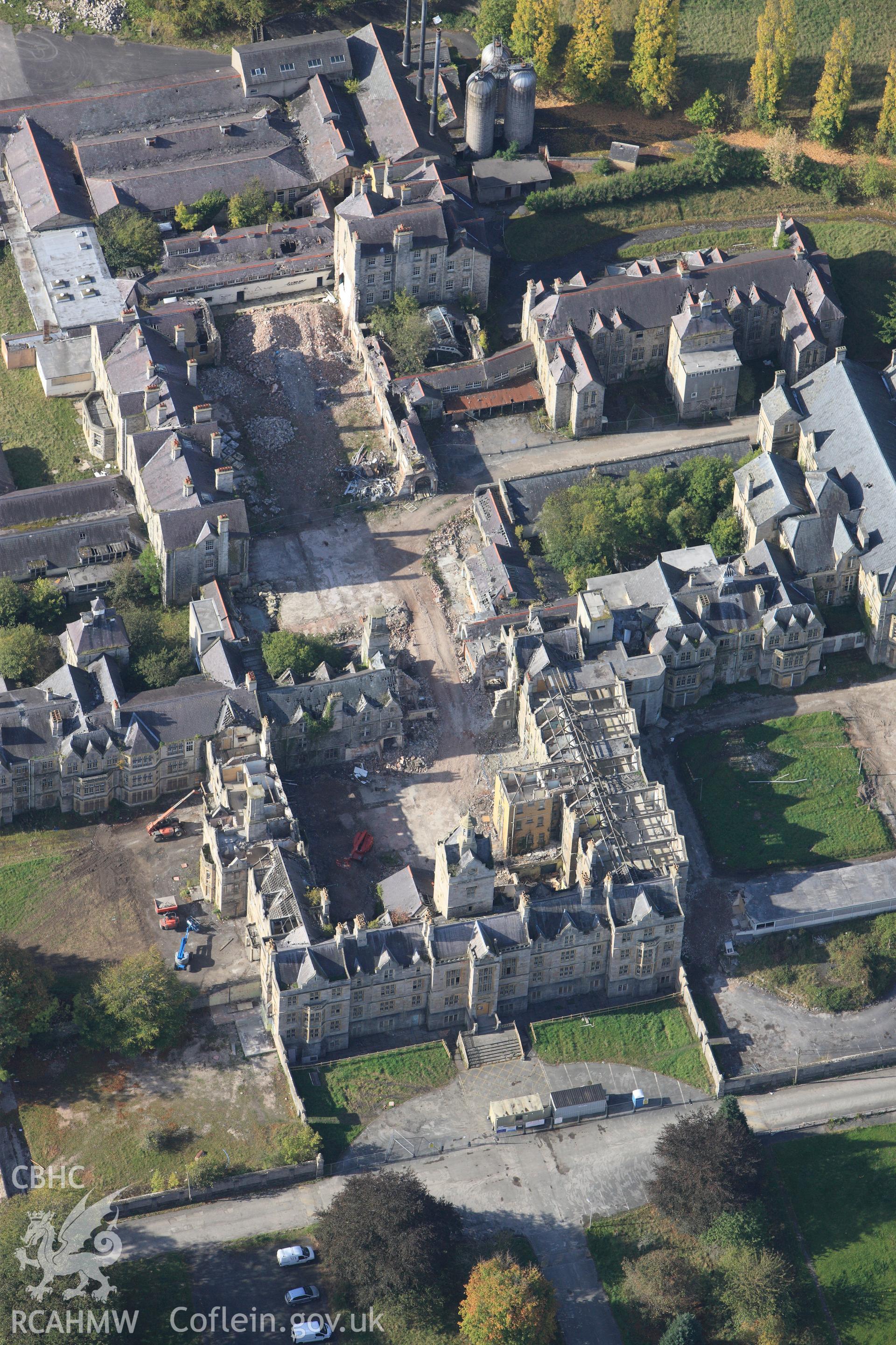 RCAHMW colour oblique photograph of North Wales Counties Hospital, Denbigh. Taken by Toby Driver on 04/10/2011.