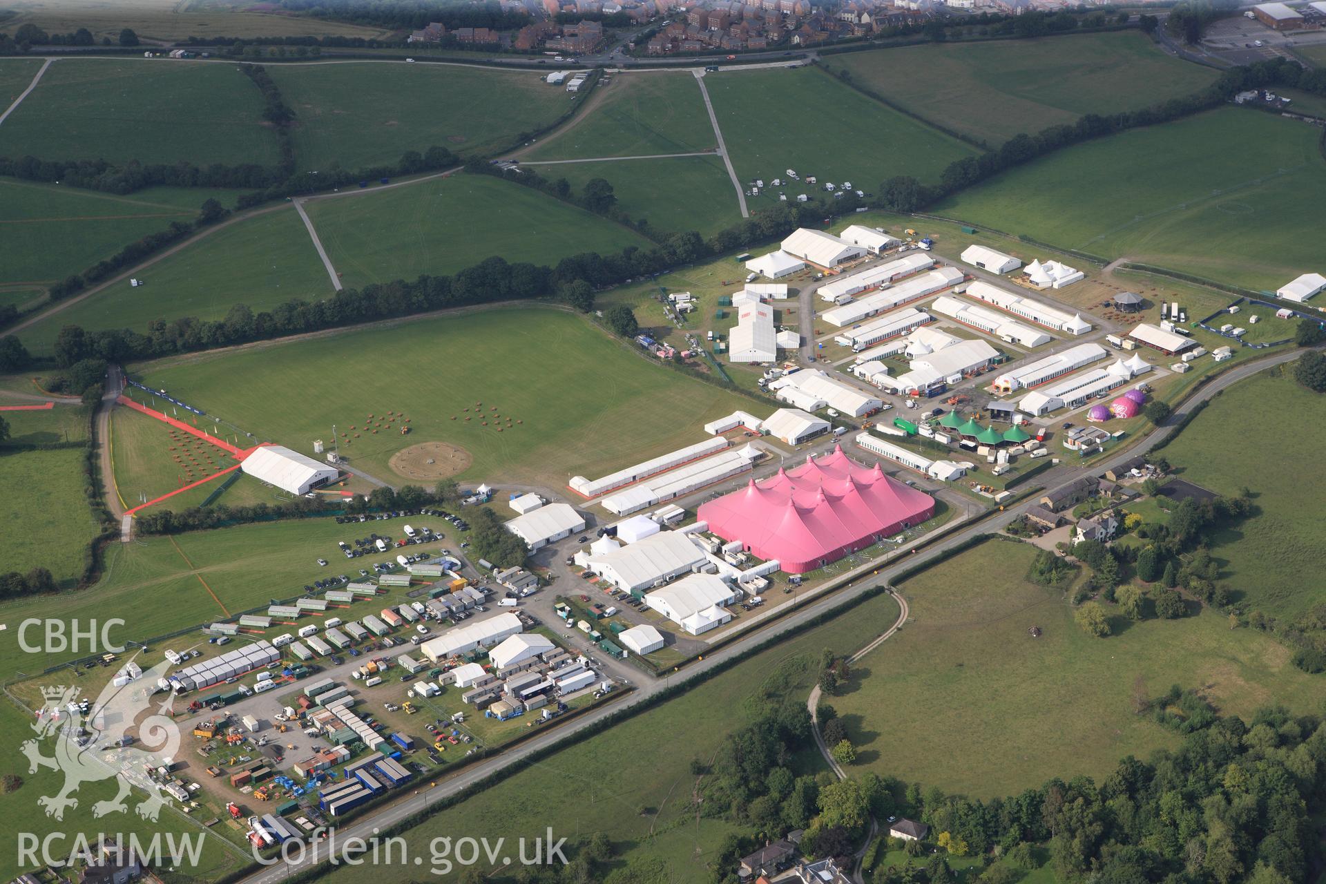 RCAHMW colour oblique photograph of The National Eisteddfod, 2011. Taken by Toby Driver and Oliver Davies on 27/07/2011.