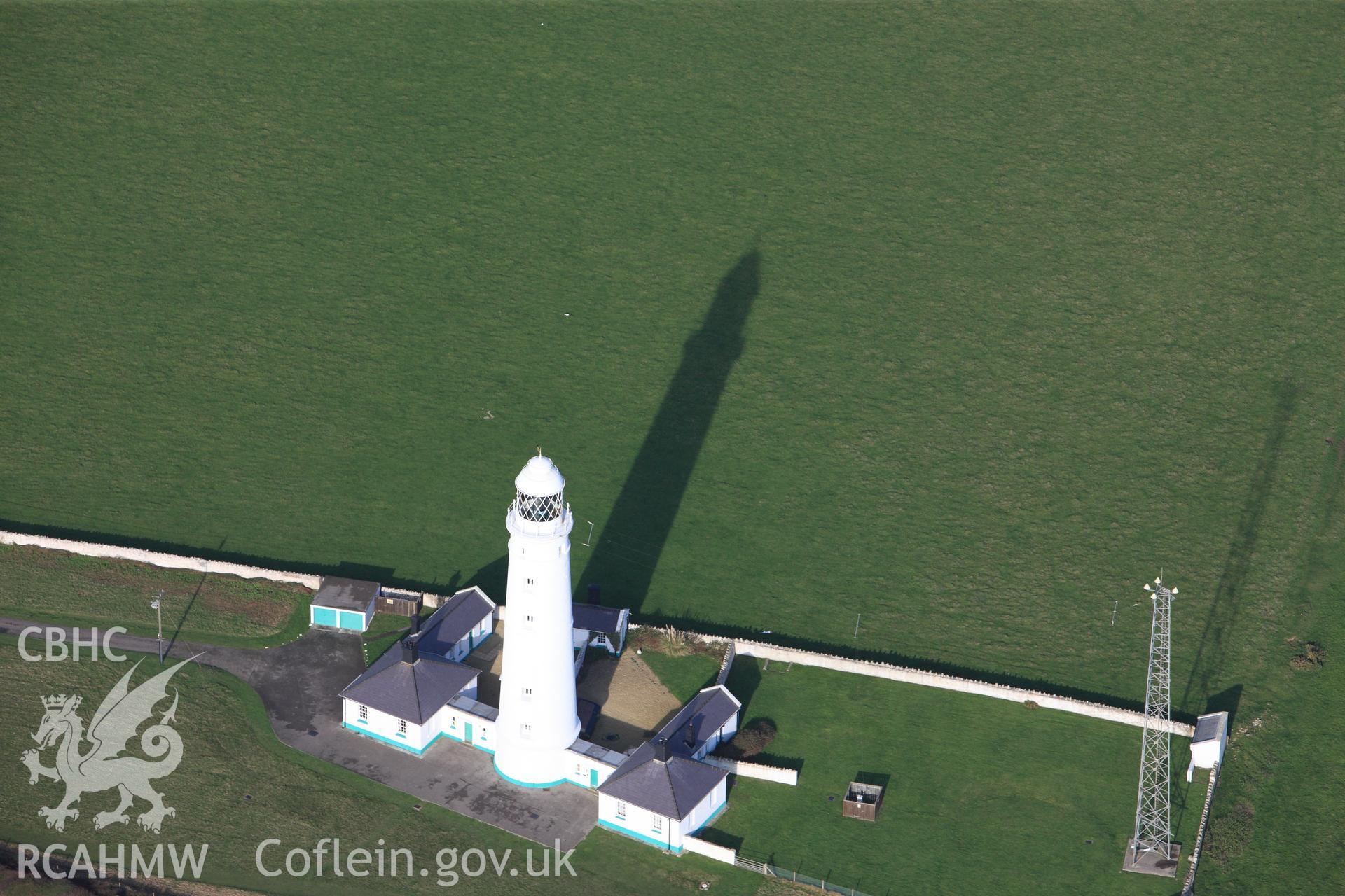 RCAHMW colour oblique photograph of East Tower, Nash Lighthouse. Taken by Toby Driver on 17/11/2011.