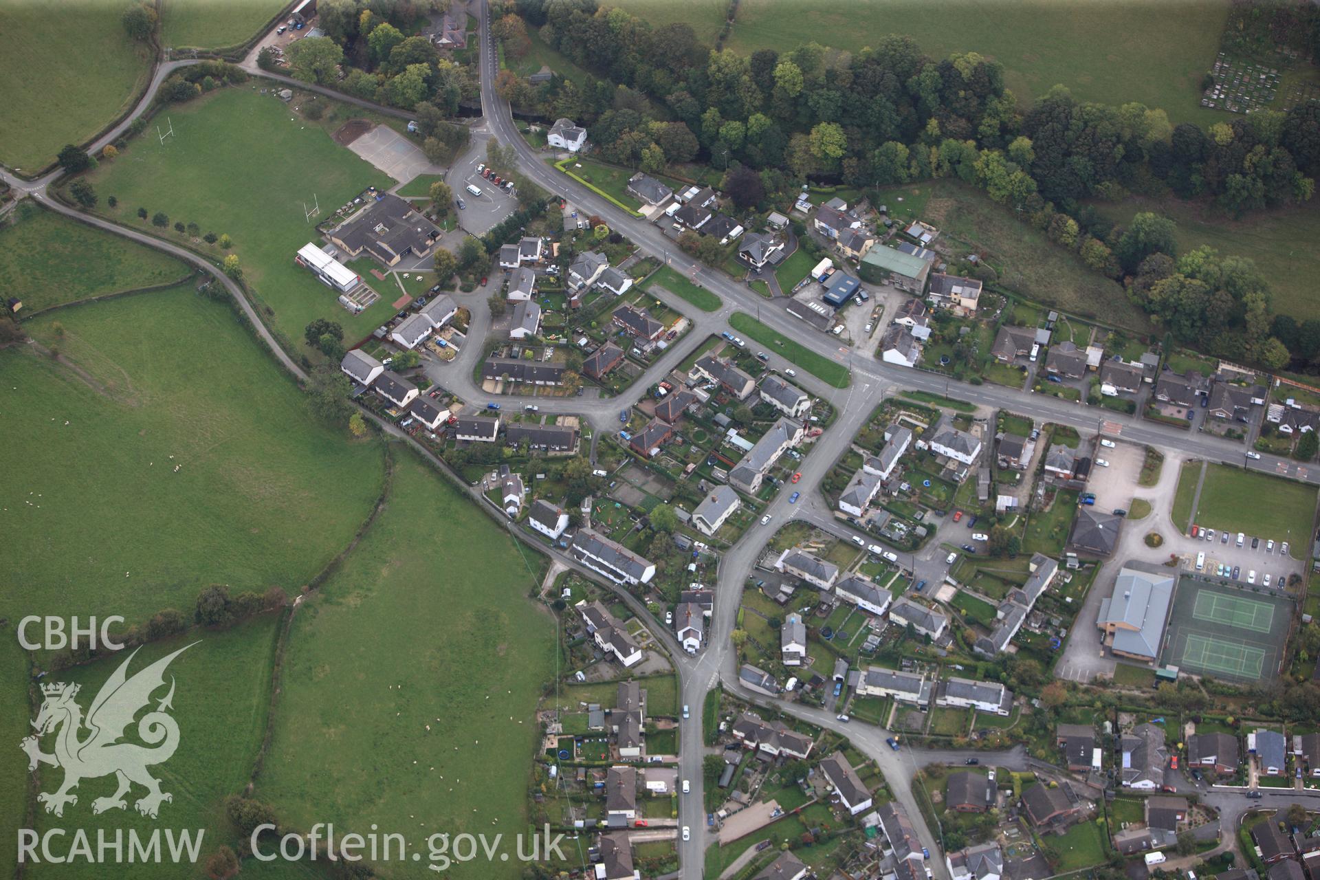RCAHMW colour oblique photograph of Glyn Ceriog Village. Taken by Toby Driver on 04/10/2011.