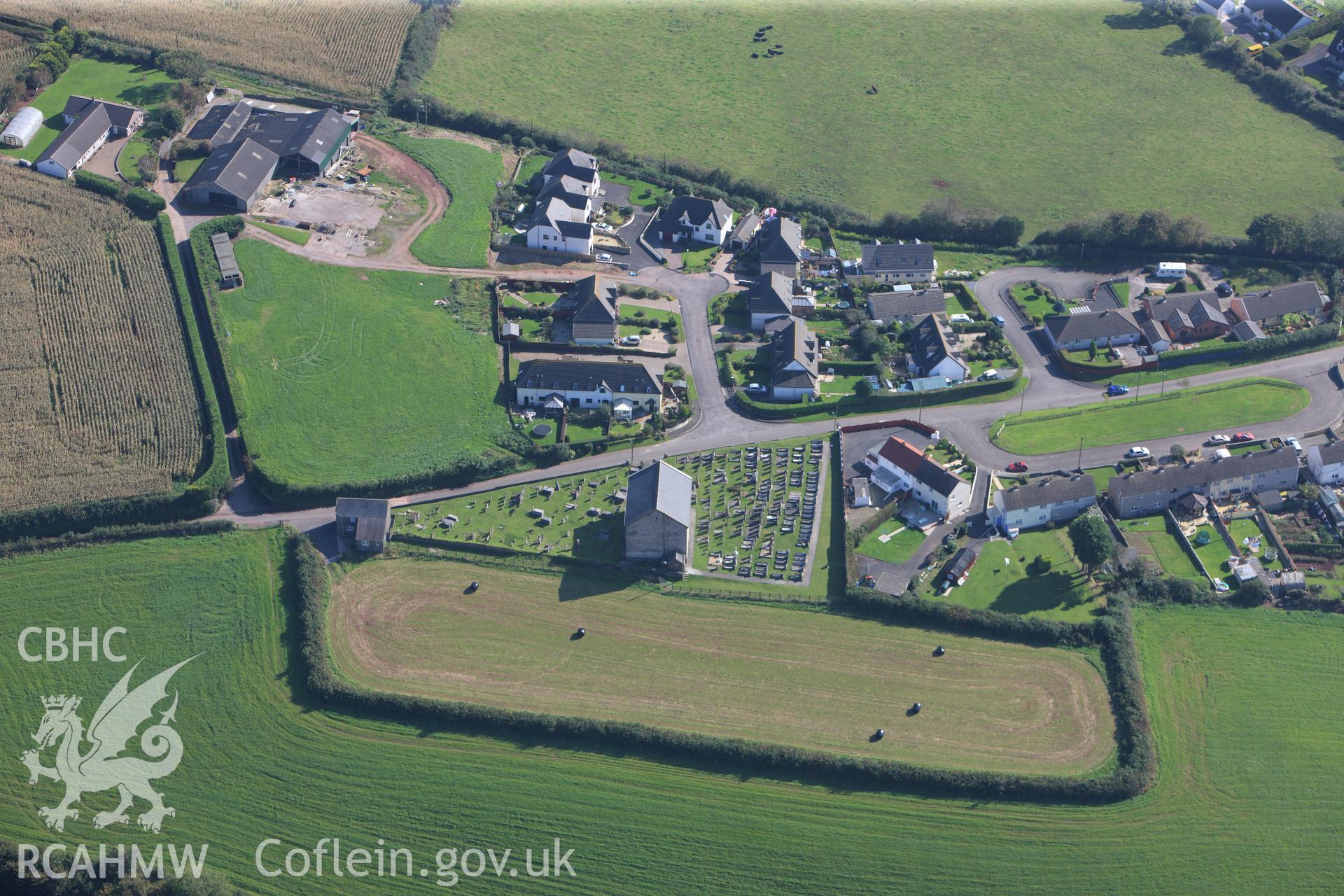 RCAHMW colour oblique photograph of Capel Newydd, viewed from the north. Taken by Toby Driver and Oliver Davies on 28/09/2011.