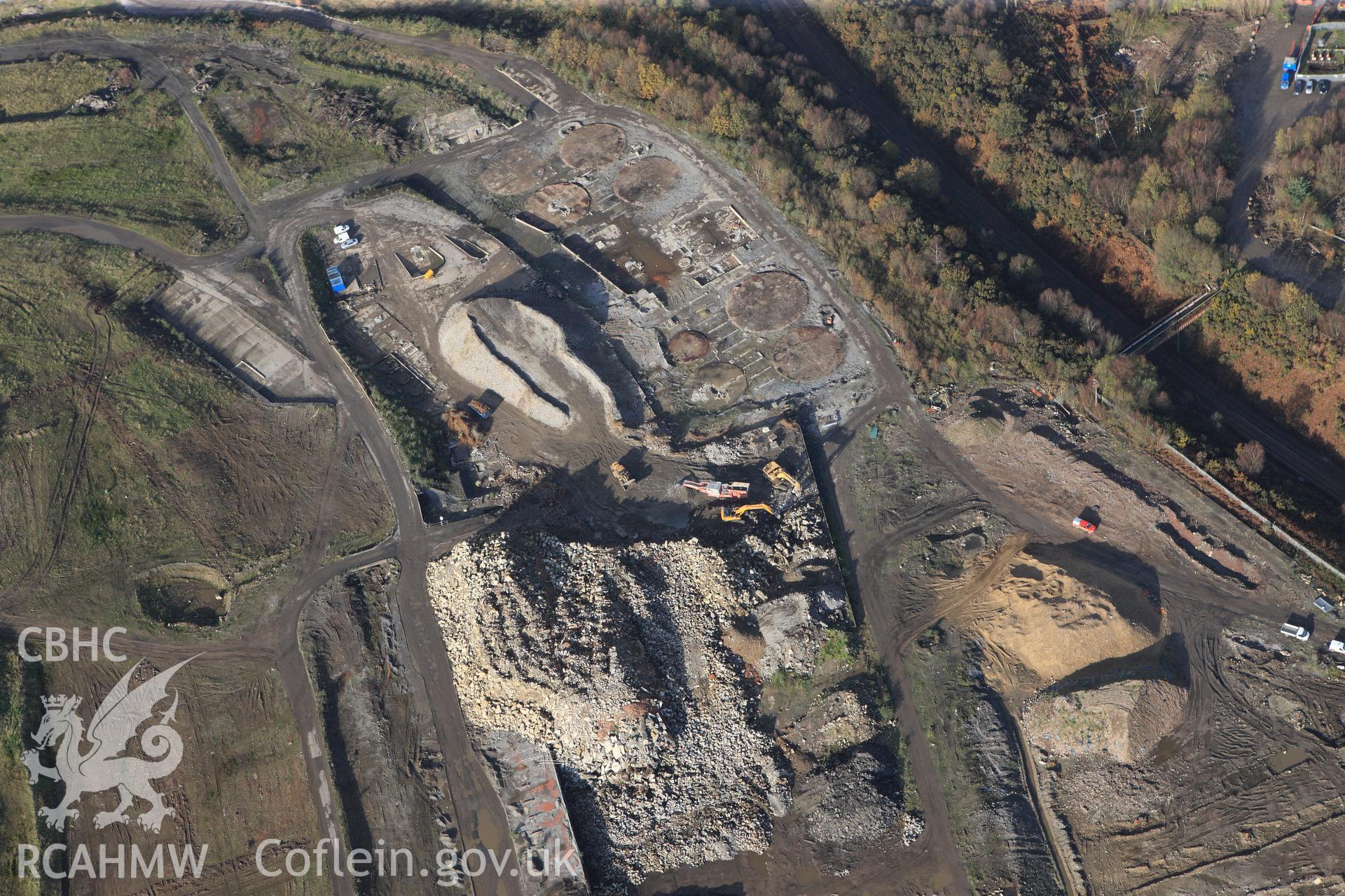 RCAHMW colour oblique photograph of Llandarcy Oil Refinery. Taken by Toby Driver on 17/11/2011.